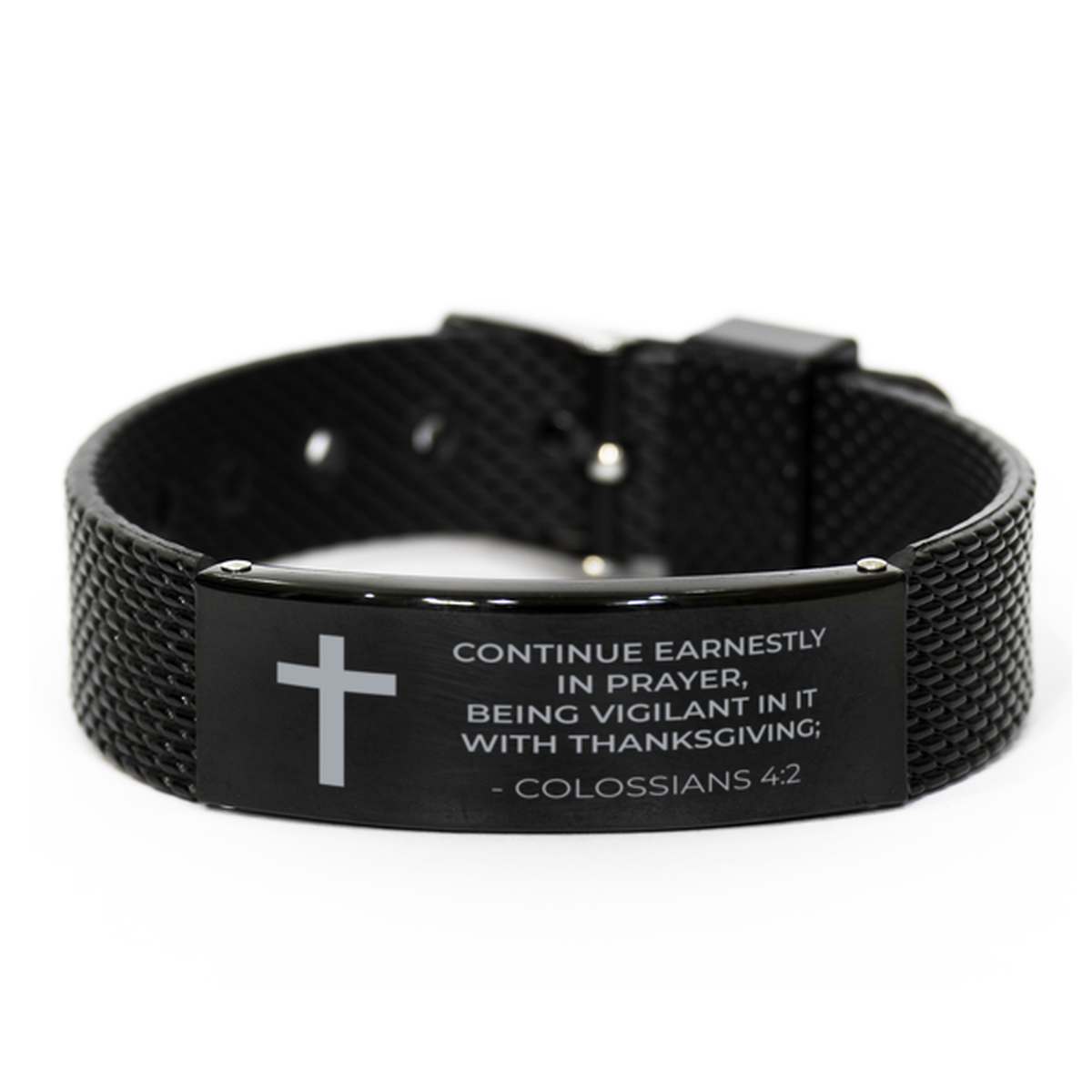 Christian Black Bracelet,, Colossians 4:2 Continue Earnestly In Prayer, Being Vigilant In, Motivational Bible Verse Gifts For Men Women