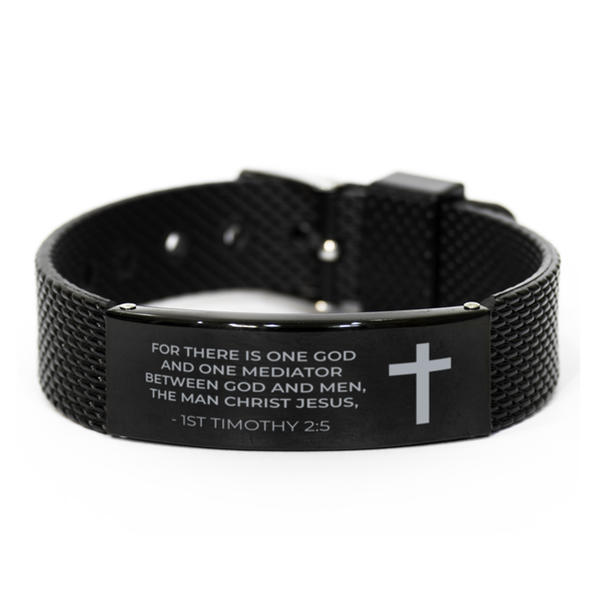 Christian Black Bracelet,, 1St Timothy 2:5 For There Is One God And One Mediator Between God, Motivational Bible Verse Gifts For Men Women