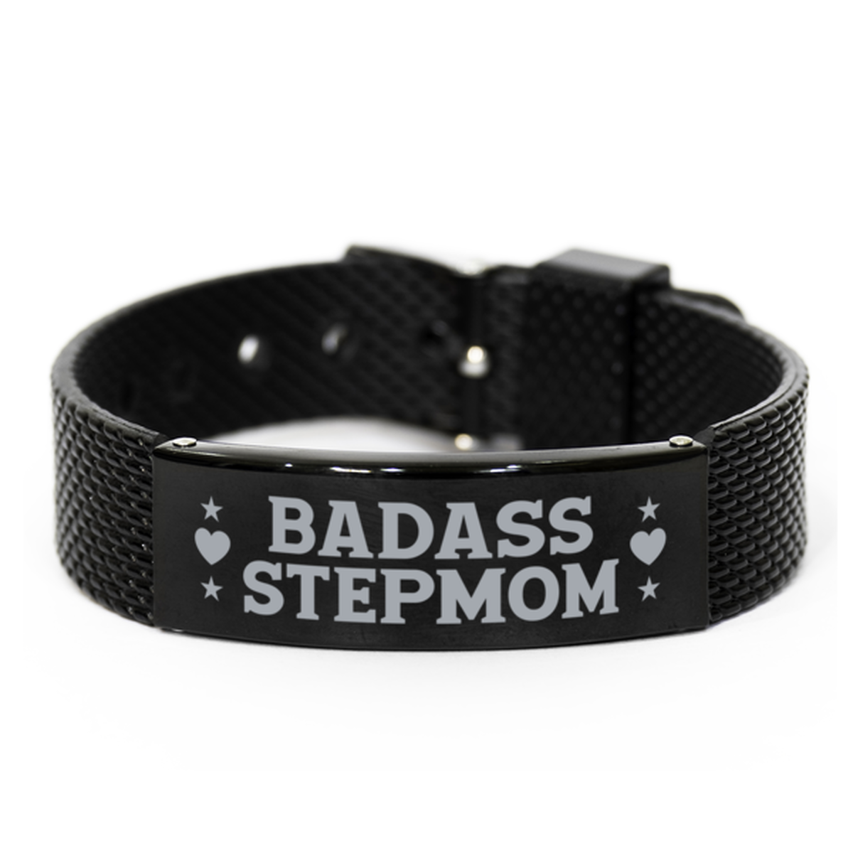 Stepmom Black Shark Mesh Bracelet, Badass Stepmom, Funny Family Gifts For Stepmom From Son Daughter