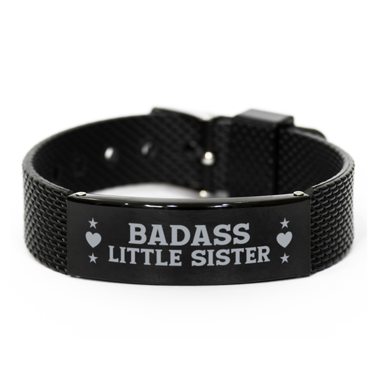 Little Sister Black Shark Mesh Bracelet, Badass Little Sister, Funny Family Gifts For Little Sister From Brother Sister