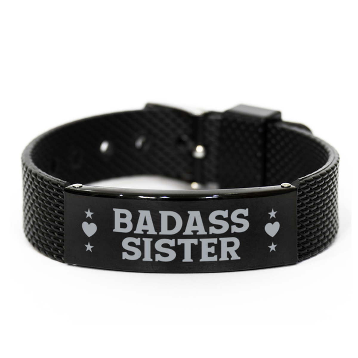 Sister Black Shark Mesh Bracelet, Badass Sister, Funny Family Gifts For Sister From Brother Sister