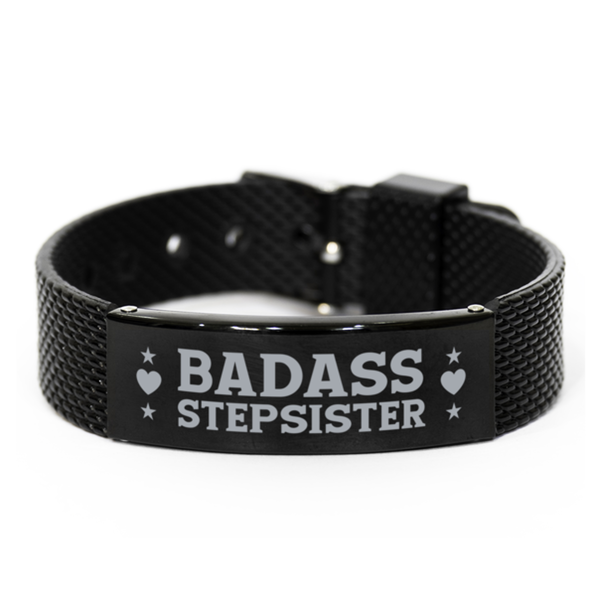 Stepsister Black Shark Mesh Bracelet, Badass Stepsister, Funny Family Gifts For Stepsister From Brother Sister