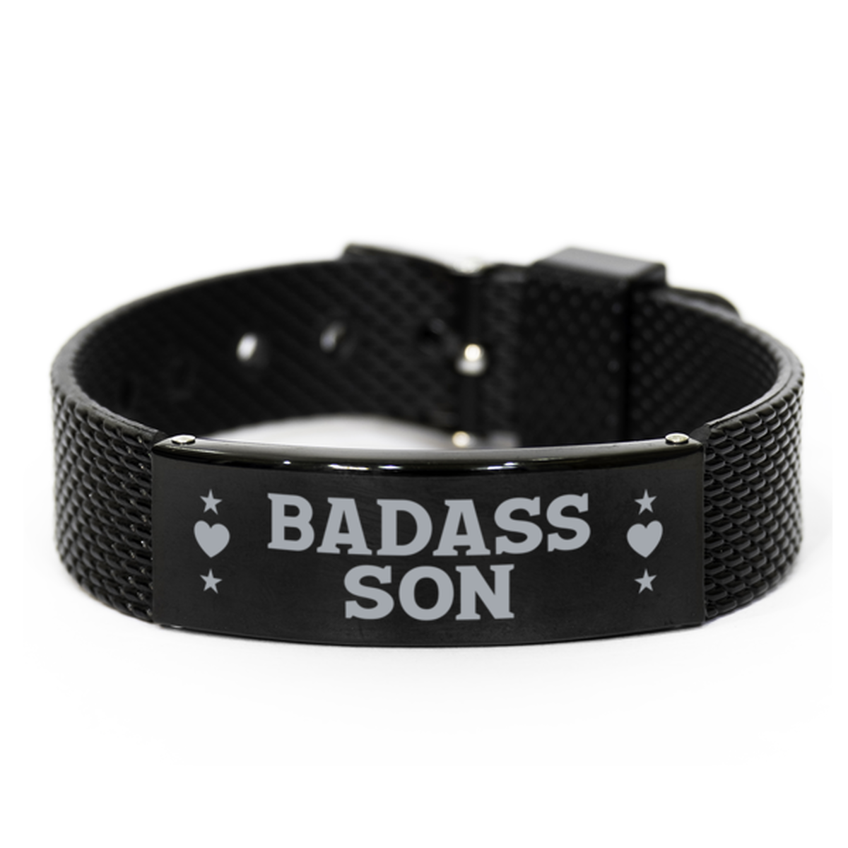 Son Black Shark Mesh Bracelet, Badass Son, Funny Family Gifts For Son From Dad Mom