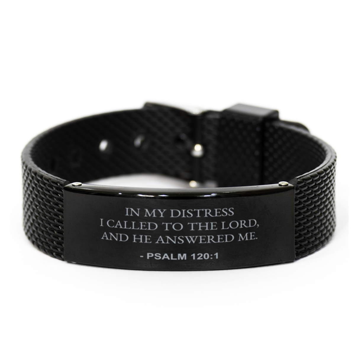 Christian Black Bracelet,, Psalm 120:1 In My Distress I Called To The Lord, And He, Motivational Bible Verse Gifts For Men Women