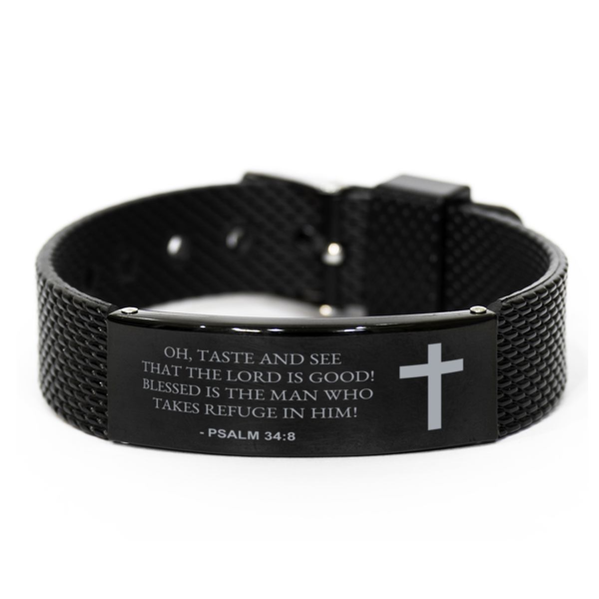 Christian Black Bracelet,, Psalm 34:8 Oh, Taste And See That The Lord Is Good! Blessed, Motivational Bible Verse Gifts For Men Women