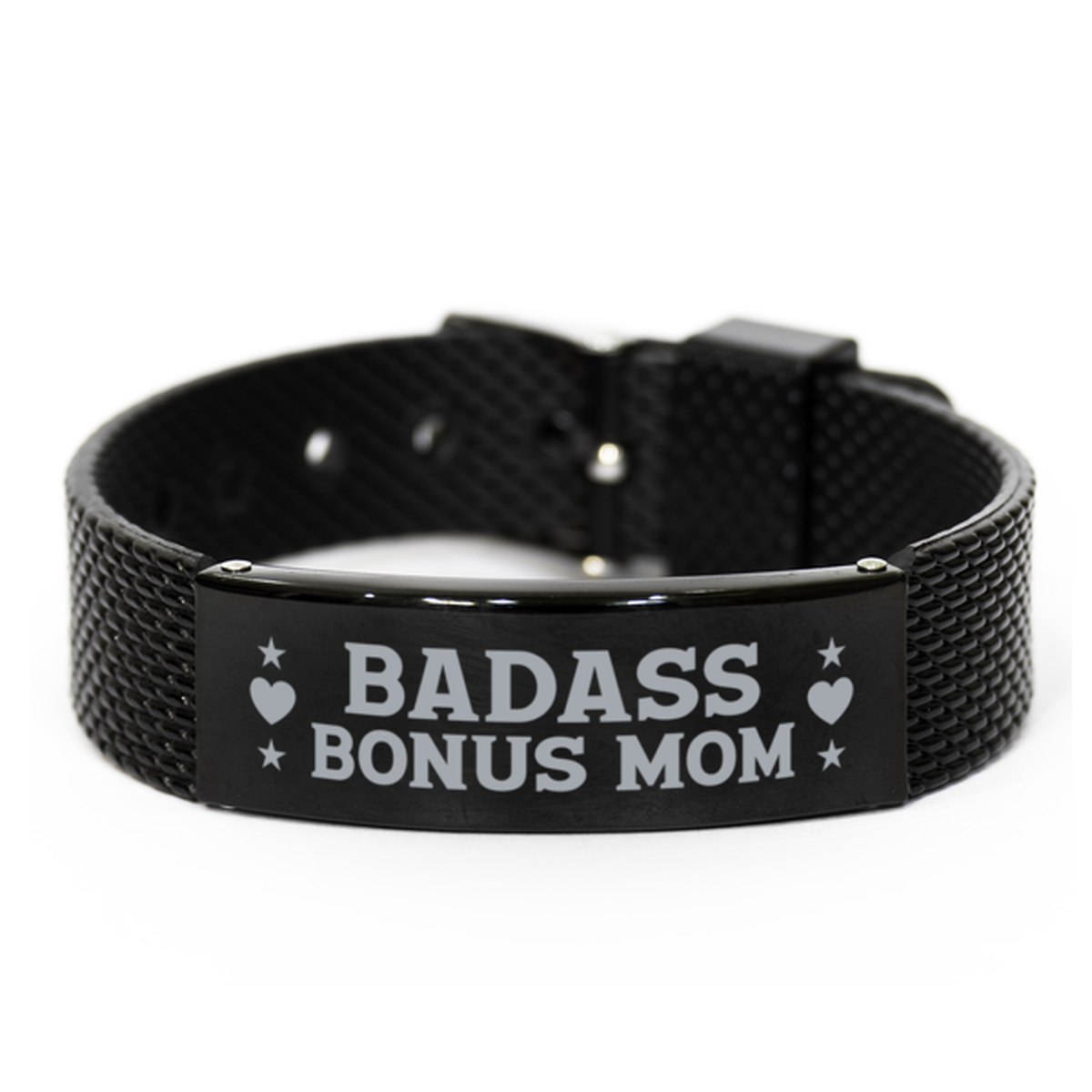 Bonus Mom Black Shark Mesh Bracelet, Badass Bonus Mom, Funny Family Gifts For Bonus Mom From Son Daughter