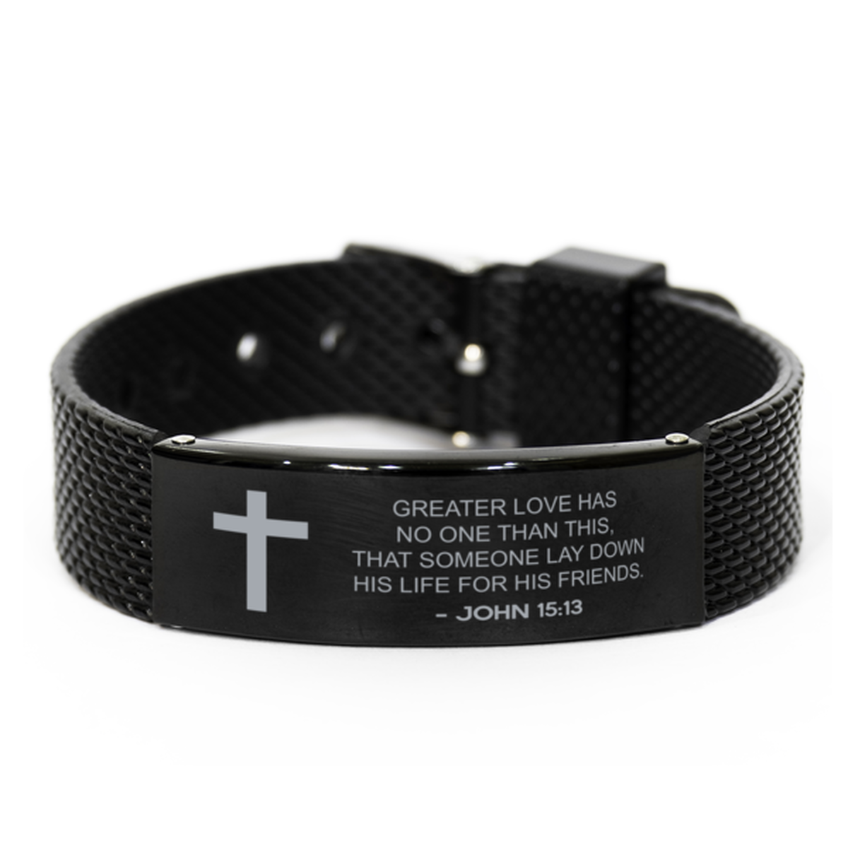 Christian Black Bracelet,, John 15:13 Greater Love Has No One Than This, That Someone, Motivational Bible Verse Gifts For Men Women
