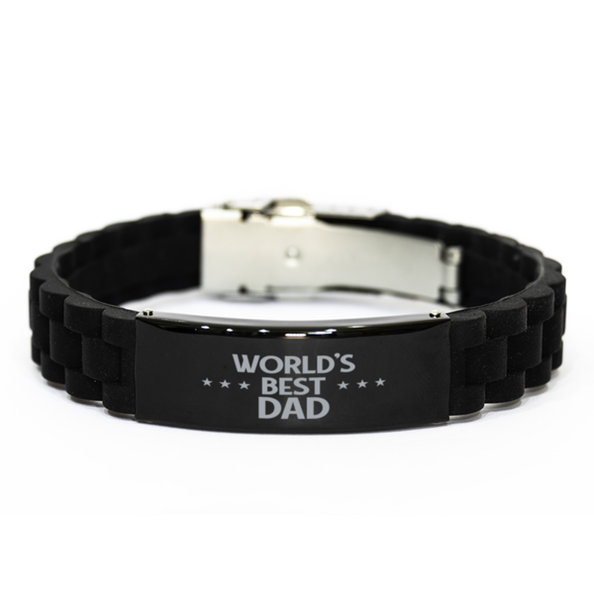 World's Best Dad Gifts, Funny Black Engraved Bracelet For Dad, Family Gifts For Men