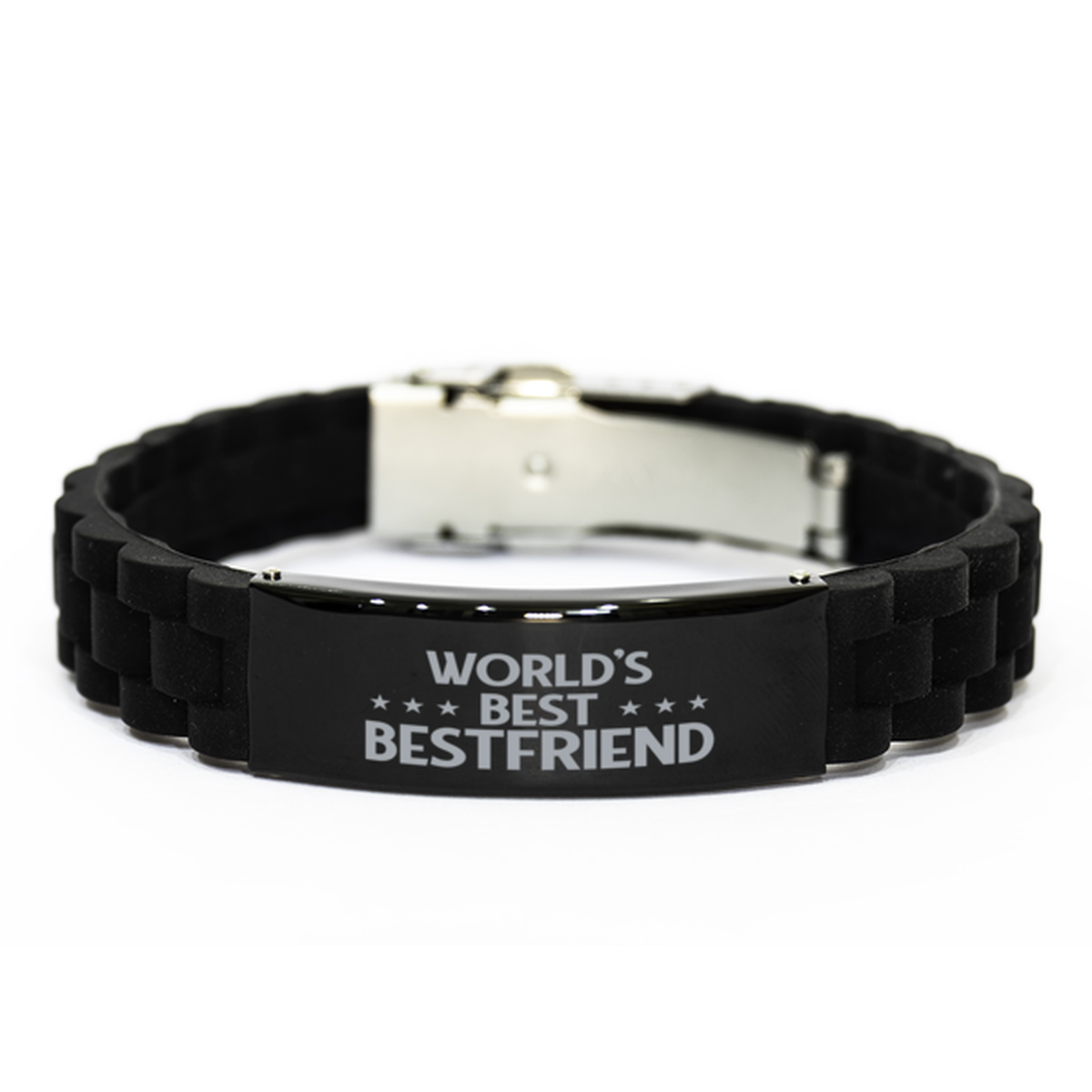 World's Best Bestfriend Gifts, Funny Black Engraved Bracelet For Bestfriend, Family Gifts For Men Women