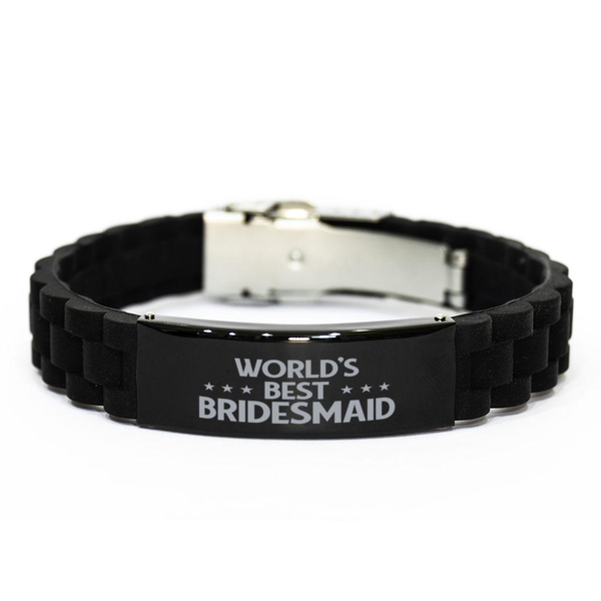 World's Best Bridemaid Gifts, Funny Black Engraved Bracelet For Bridemaid, Family Gifts For Women