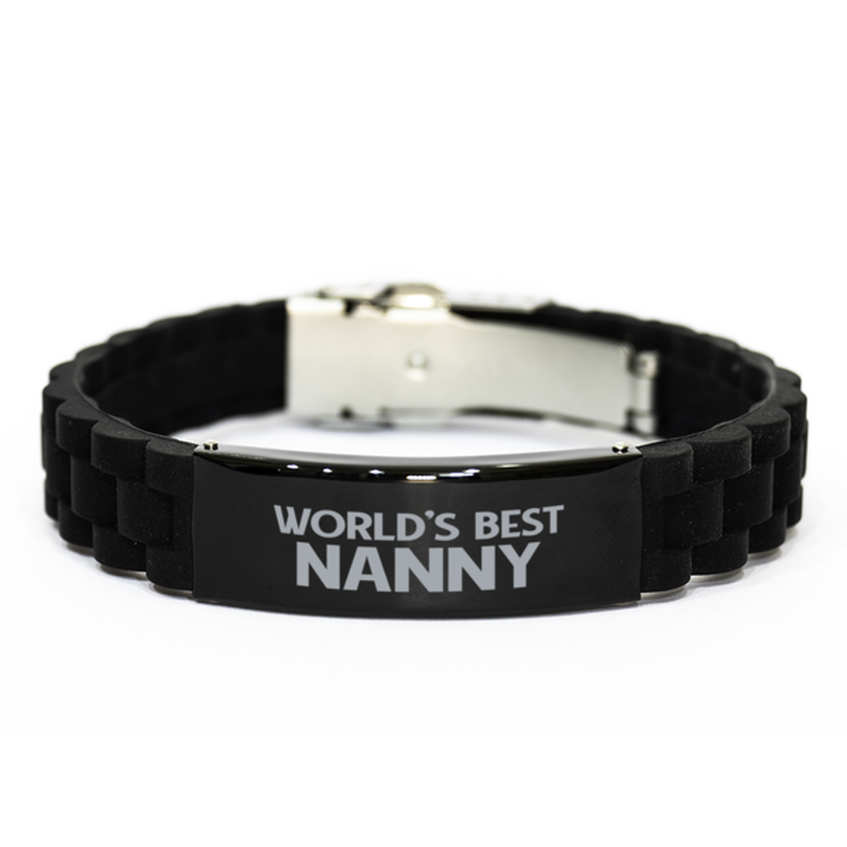 World's Best Nanny Gifts, Funny Black Engraved Bracelet For Nanny, Family Gifts For Women