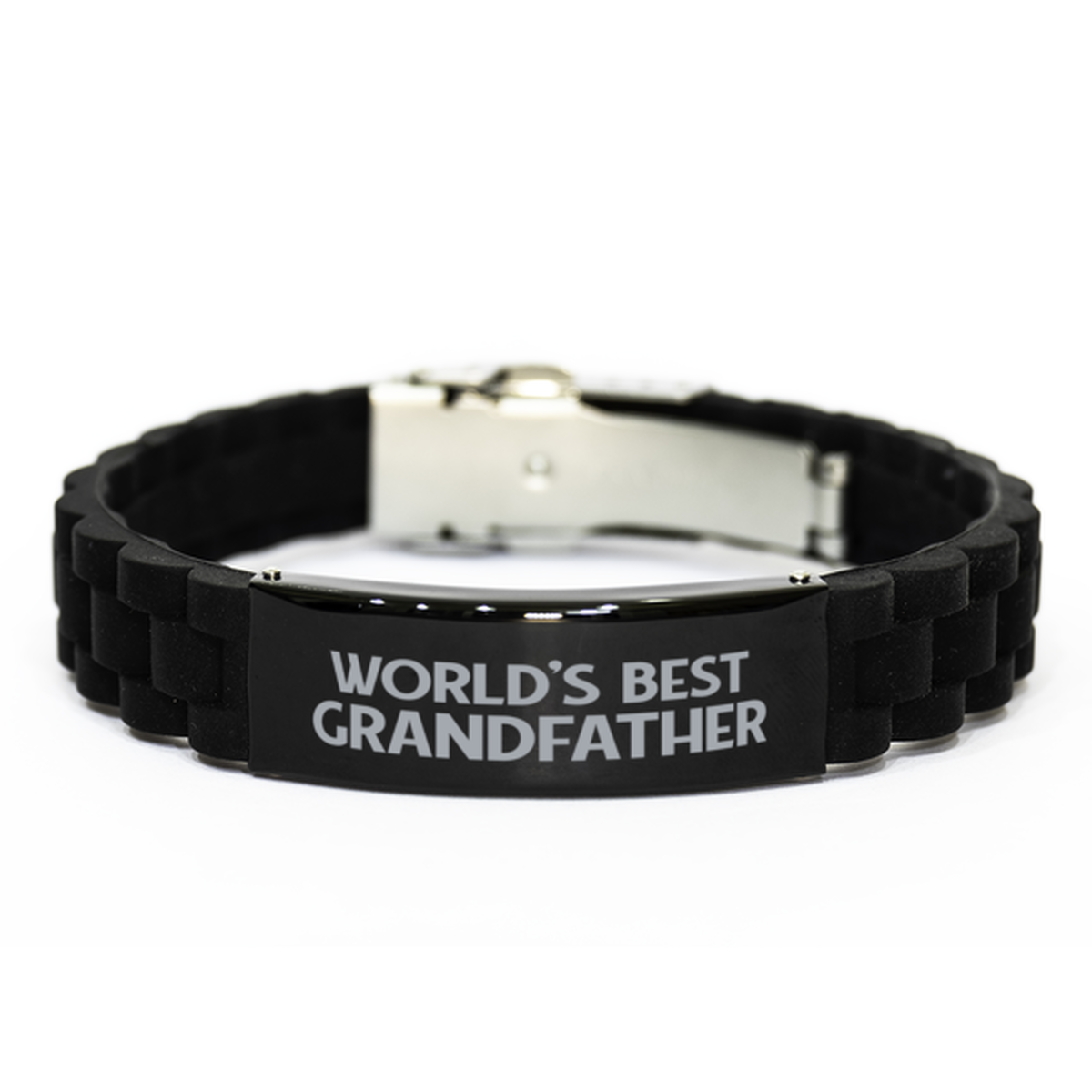 World's Best Grandfather Gifts, Funny Black Engraved Bracelet For Grandfather, Family Gifts For Men
