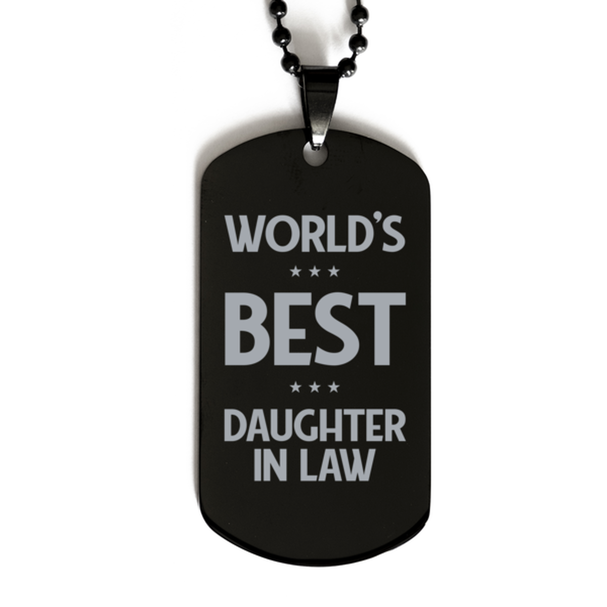 Worlds Best Daughter in law Gifts, Funny Black Engraved Dog Tag For Daughter in law, Birthday Presents For Women