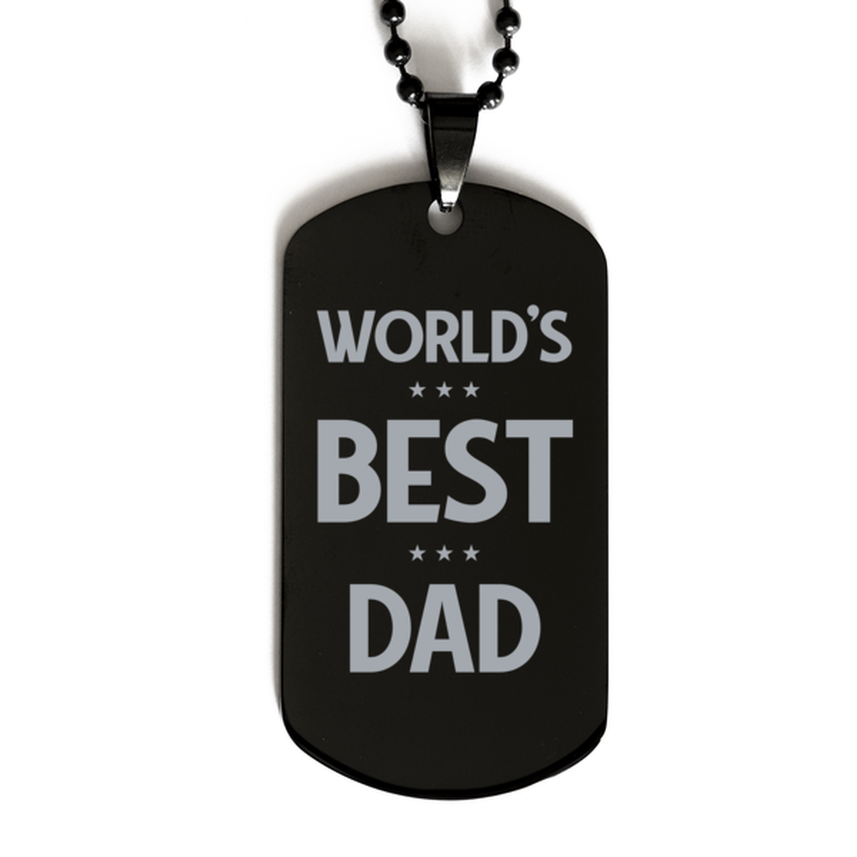 Worlds Best Dad Gifts, Funny Black Engraved Dog Tag For Dad, Birthday Presents For Men