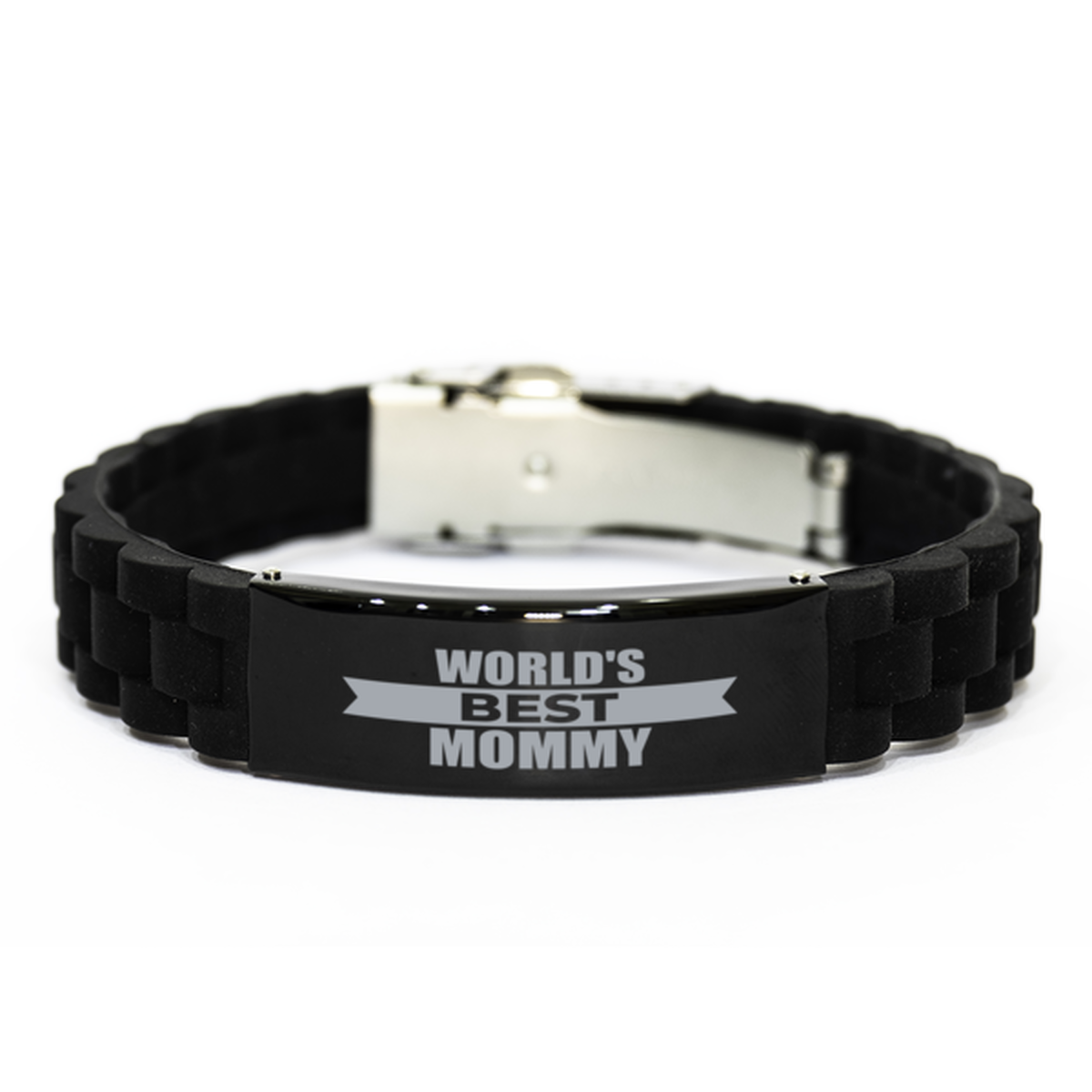 World's Best Mommy Gifts, Funny Black Engraved Bracelet For Mommy, Family Gifts For Women