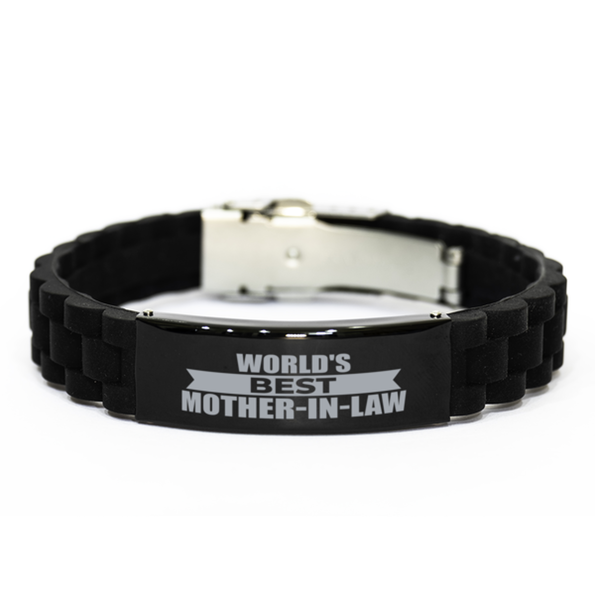World's Best Mother-in-law Gifts, Funny Black Engraved Bracelet For Mother-in-law, Family Gifts For Women
