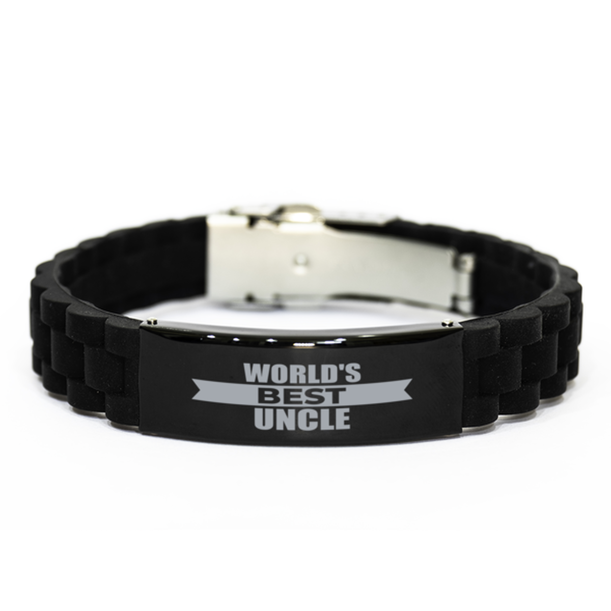 World's Best Uncle Gifts, Funny Black Engraved Bracelet For Uncle, Family Gifts For Men