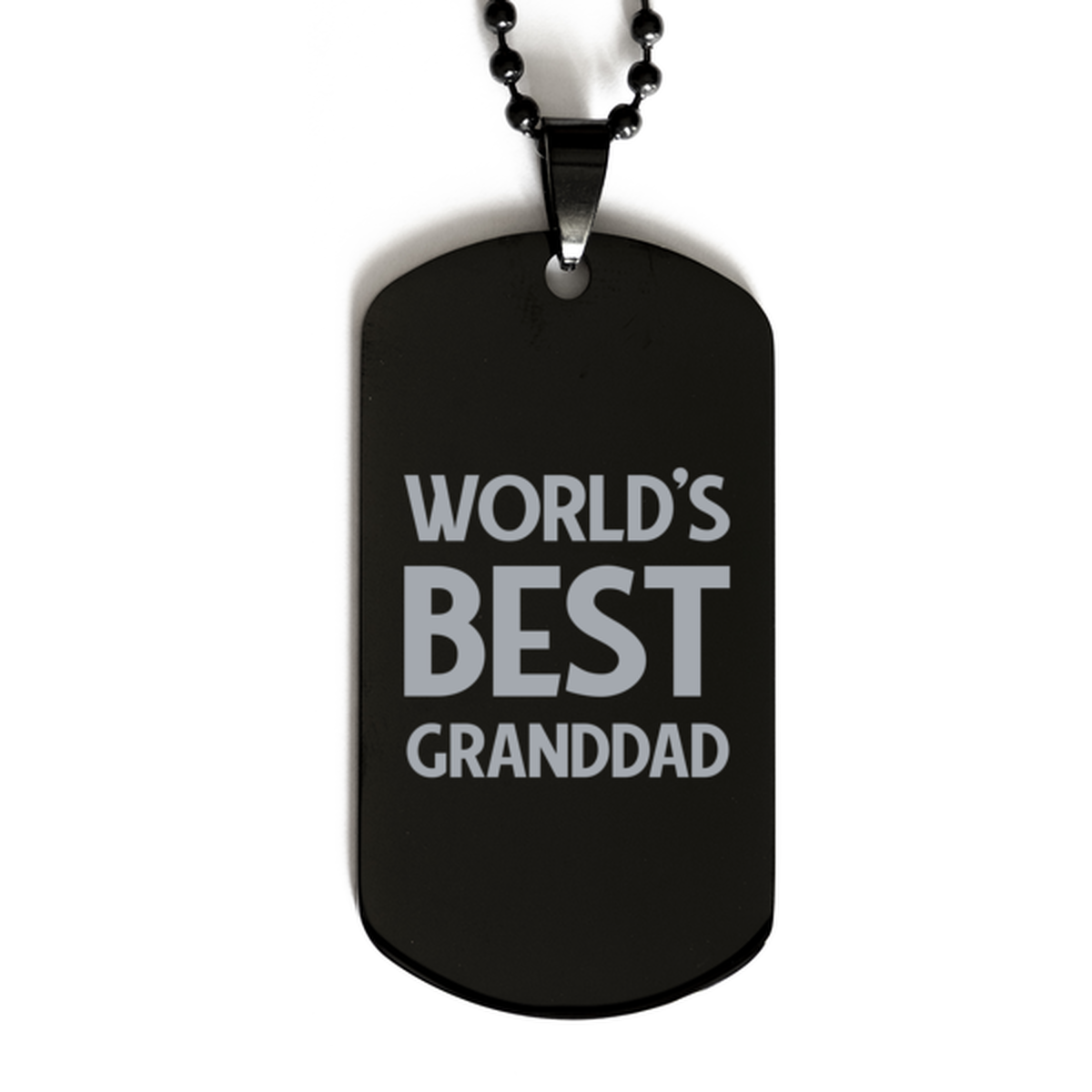 Worlds Best Granddad Gifts, Funny Black Engraved Dog Tag For Granddad, Birthday Presents For Men