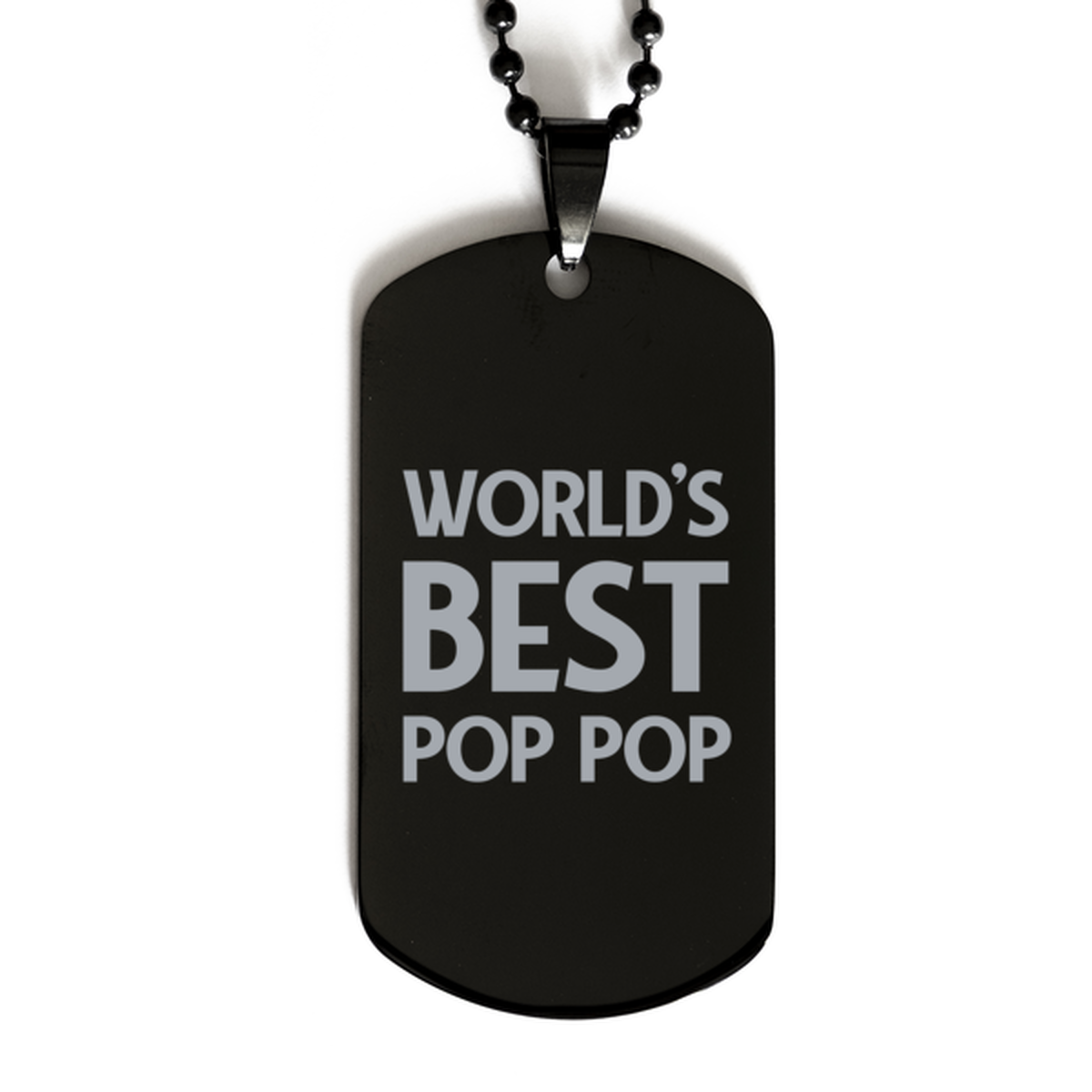 Worlds Best Pop Pop Gifts, Funny Black Engraved Dog Tag For Pop Pop, Birthday Presents For Men