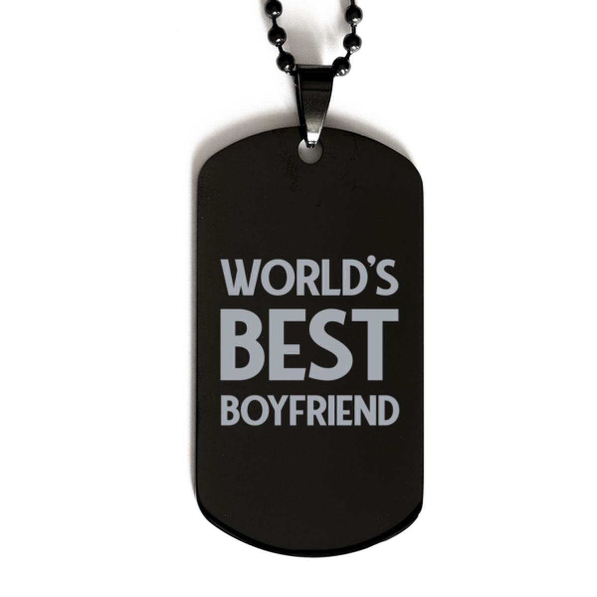 Worlds Best Boyfriend Gifts, Funny Black Engraved Dog Tag For Boyfriend, Birthday Presents For Men