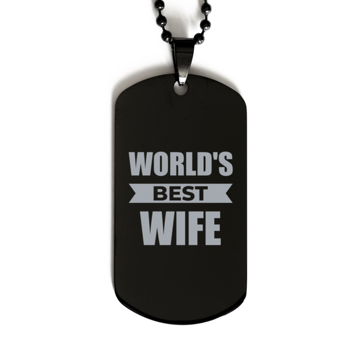 Worlds Best Wife Gifts, Funny Black Engraved Dog Tag For Wife, Birthday Presents For Women