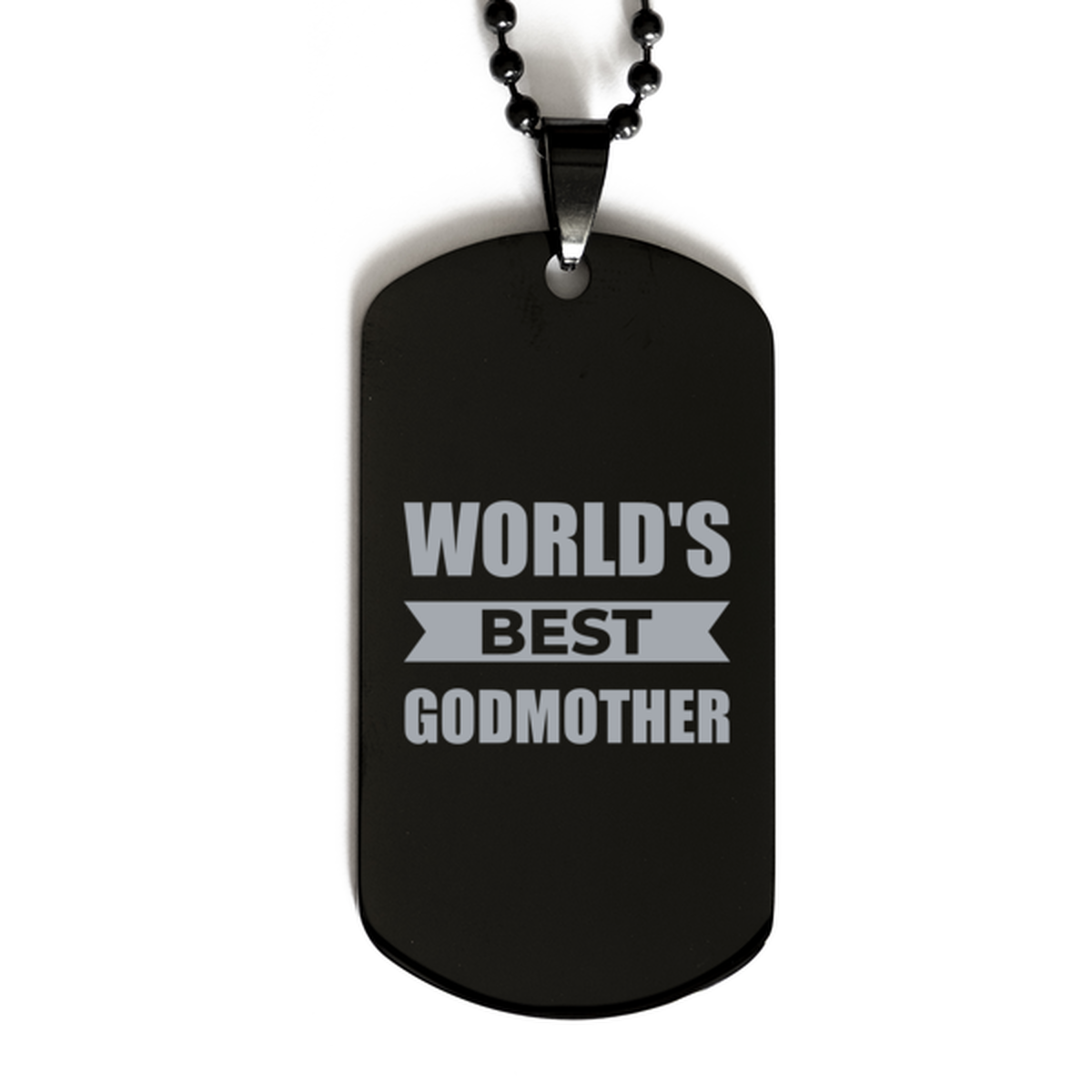 Worlds Best Godmother Gifts, Funny Black Engraved Dog Tag For Godmother, Birthday Presents For Women