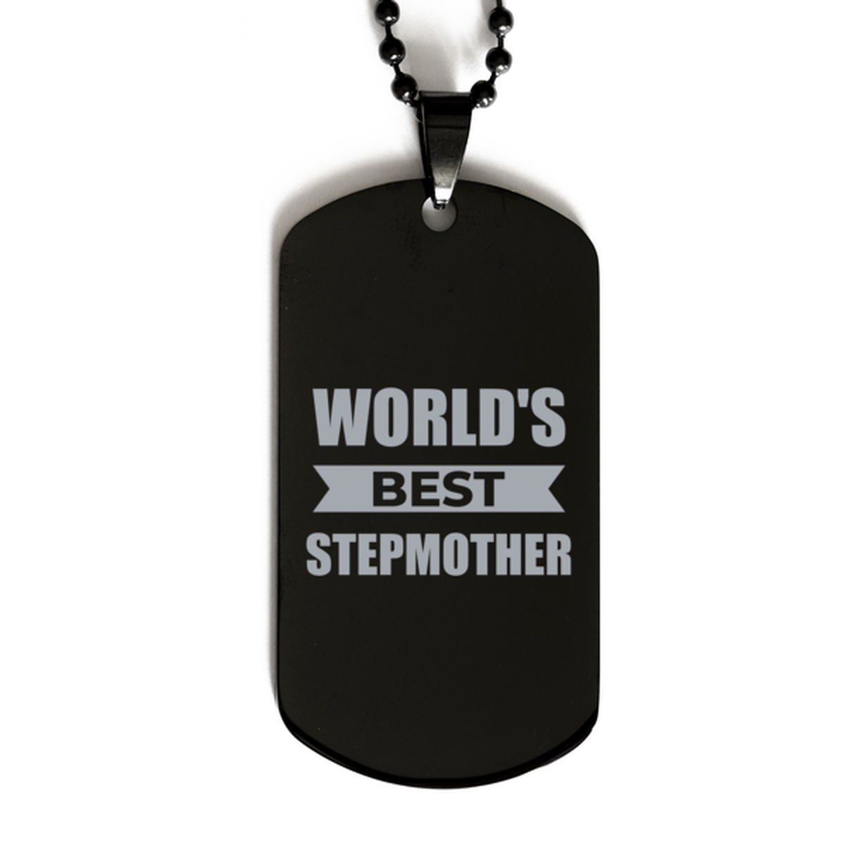 Worlds Best Stepmother Gifts, Funny Black Engraved Dog Tag For Stepmother, Birthday Presents For Women