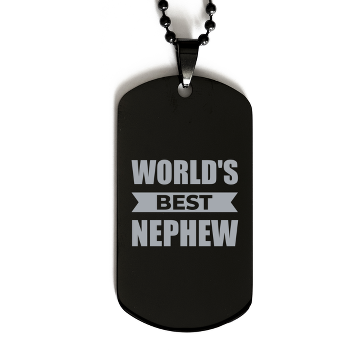 Worlds Best Nephew Gifts, Funny Black Engraved Dog Tag For Nephew, Birthday Presents For Men Women