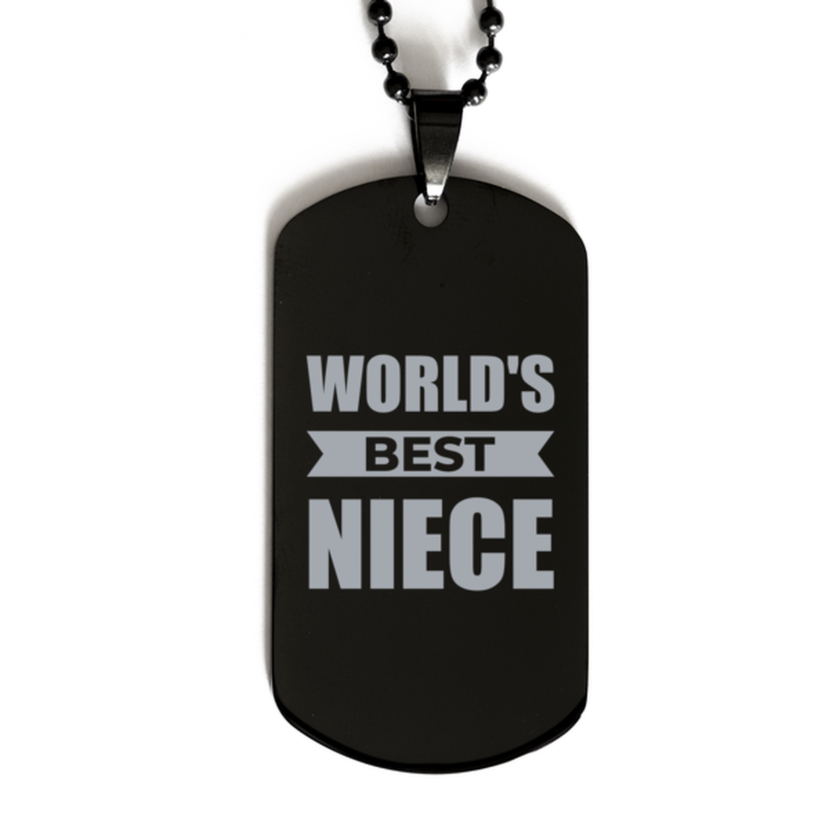 Worlds Best Niece Gifts, Funny Black Engraved Dog Tag For Niece, Birthday Presents For Women