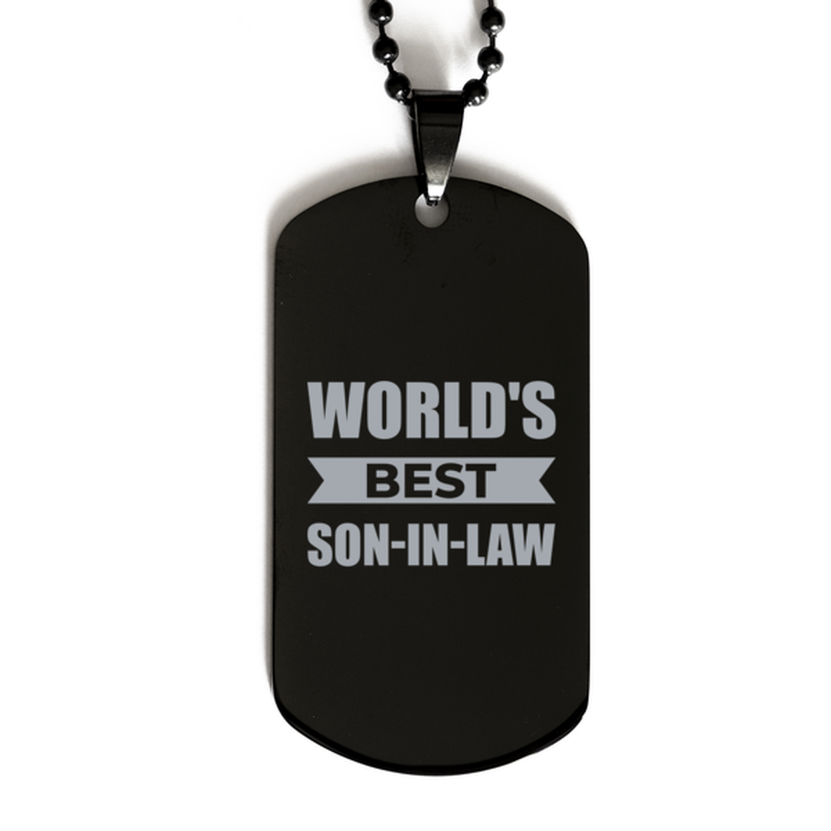Worlds Best Son-in-law Gifts, Funny Black Engraved Dog Tag For Son-in-law, Birthday Presents For Men