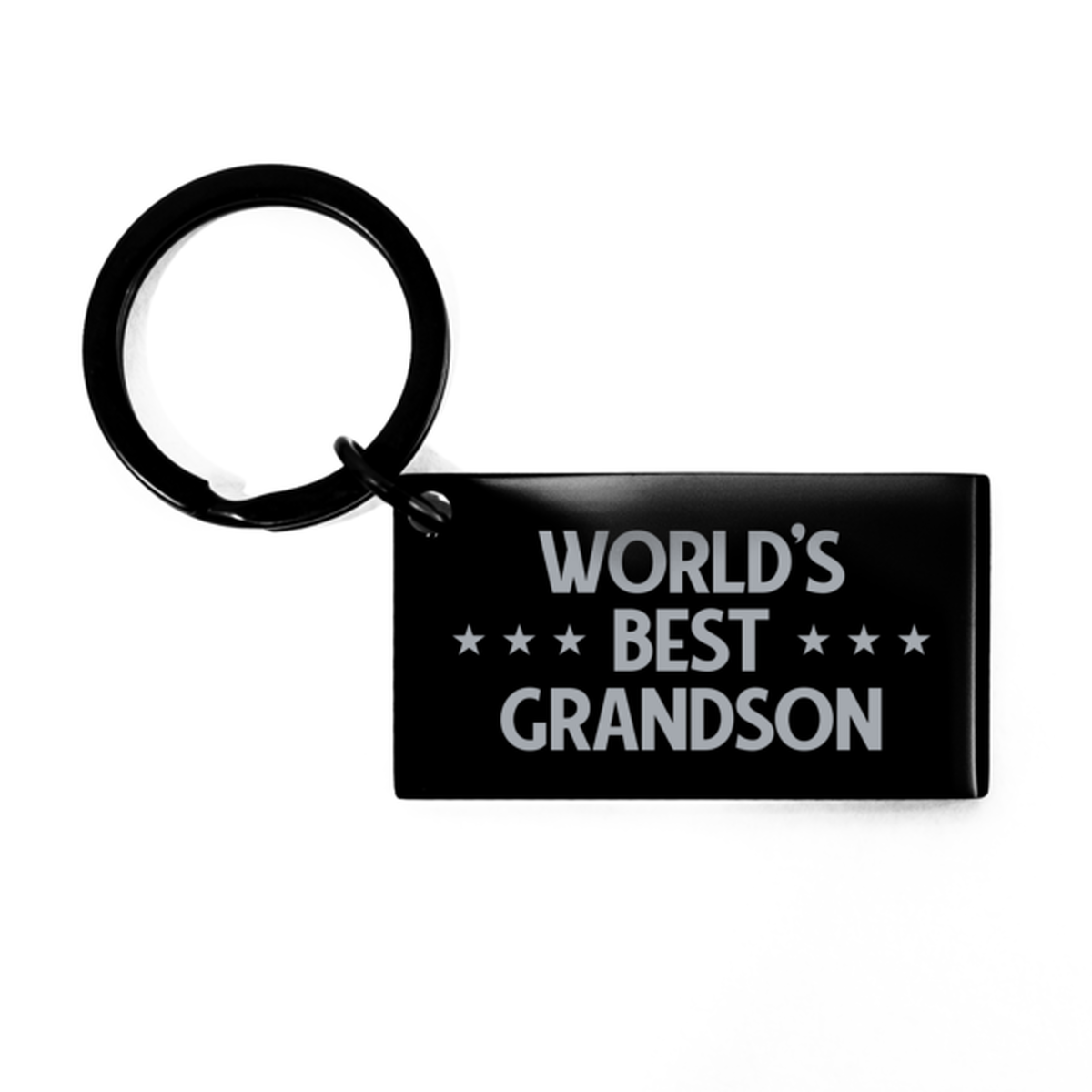 Worlds Best Grandson Gifts, Funny Black Engraved Keychain For Grandson, Birthday Presents For Men