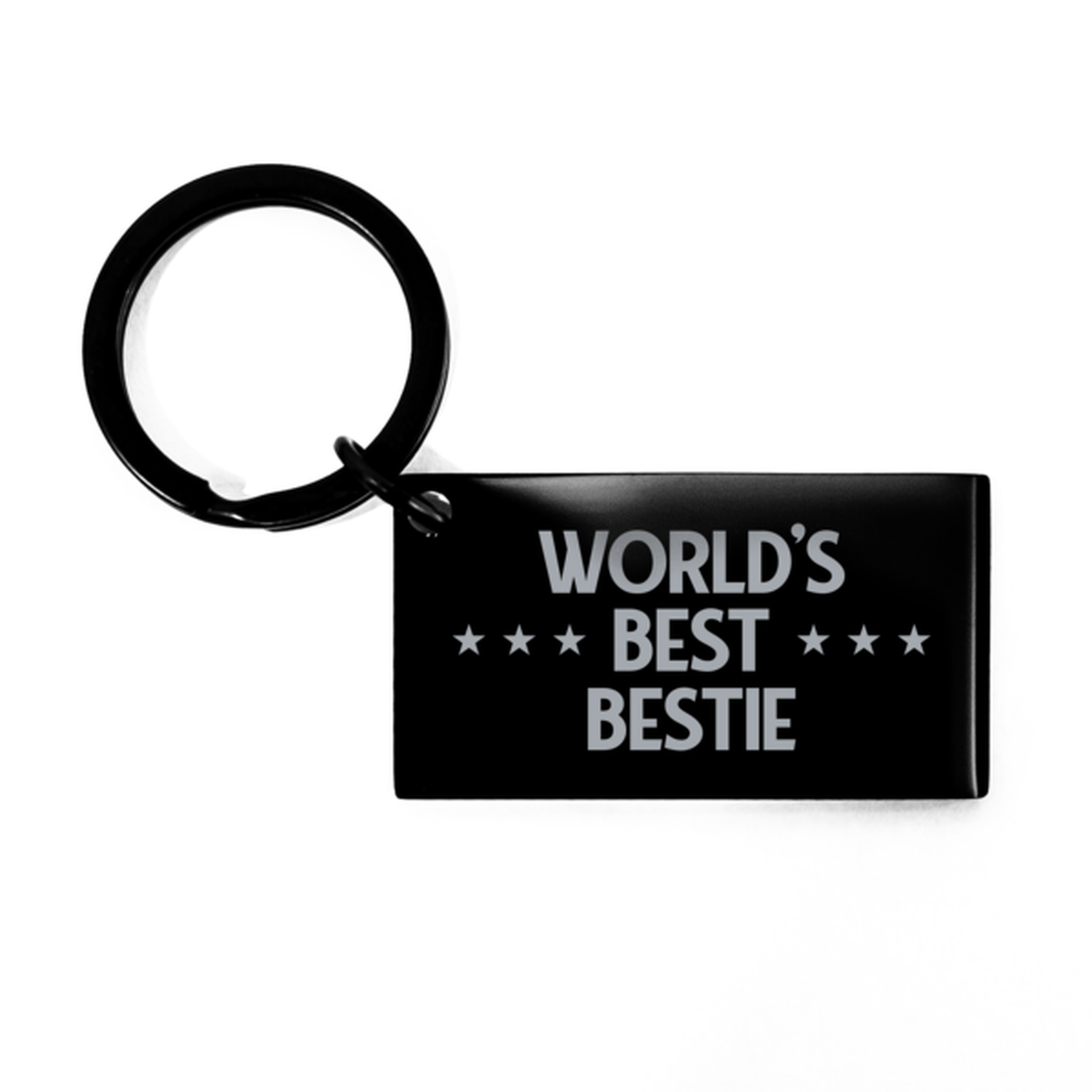 Worlds Best Bestie Gifts, Funny Black Engraved Keychain For Bestie, Birthday Presents For Men Women