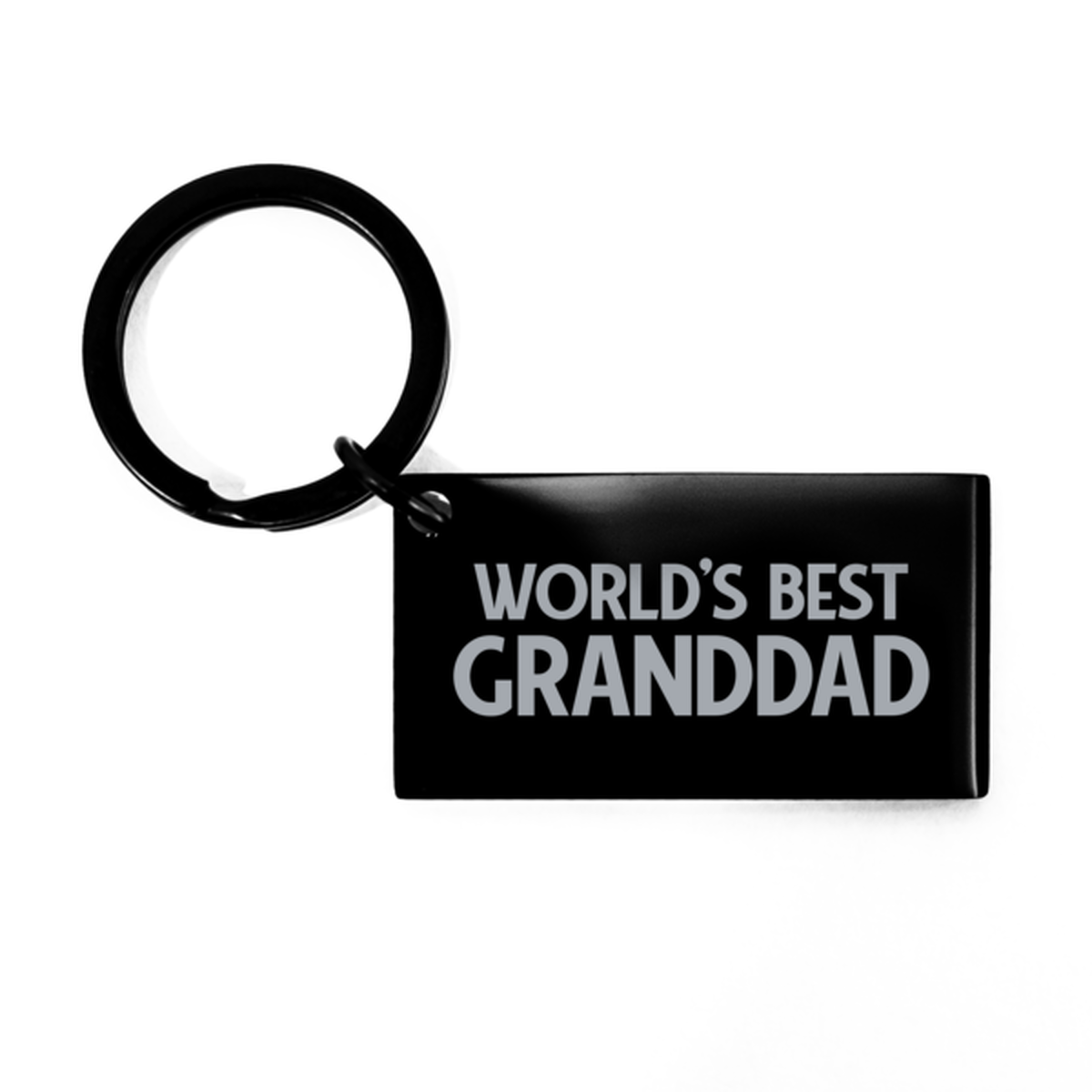 Worlds Best Granddad Gifts, Funny Black Engraved Keychain For Granddad, Birthday Presents For Men