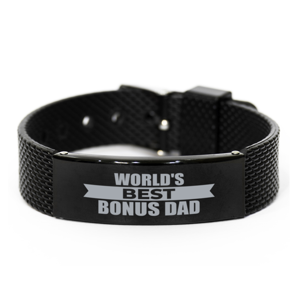 World's Best Bonus Dad Gifts, Gag Engraved Bracelet For Bonus Dad, Best Family Gifts For Men