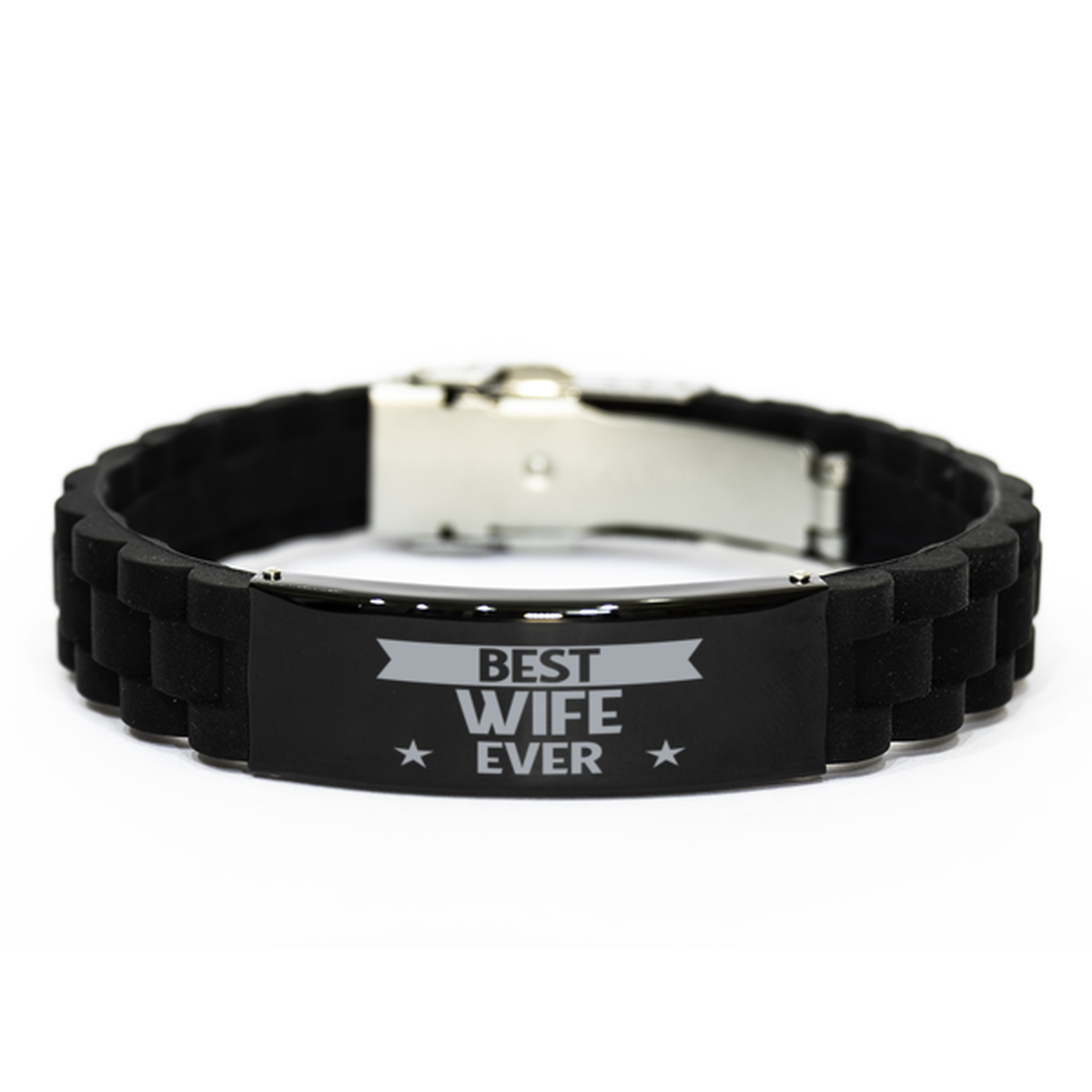 Best Wife Ever Wife Gifts, Funny Black Engraved Bracelet For Wife, Family Gifts For Women