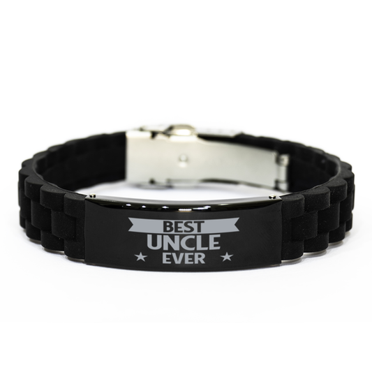 Best Uncle Ever Uncle Gifts, Funny Black Engraved Bracelet For Uncle, Family Gifts For Men