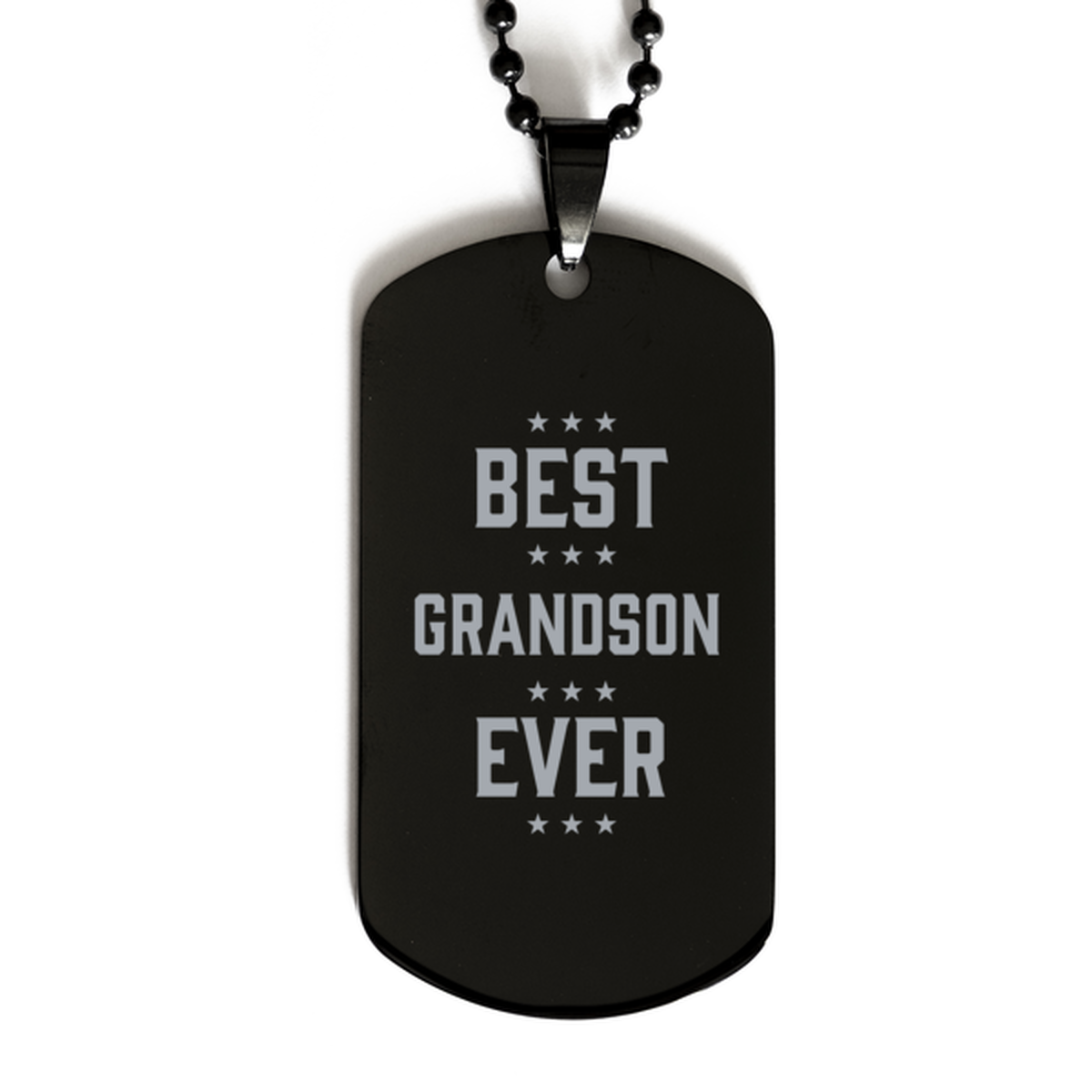 Best Grandson Ever Grandson Gifts, Funny Black Dog Tag For Grandson, Birthday Family Presents Engraved Necklace For Men