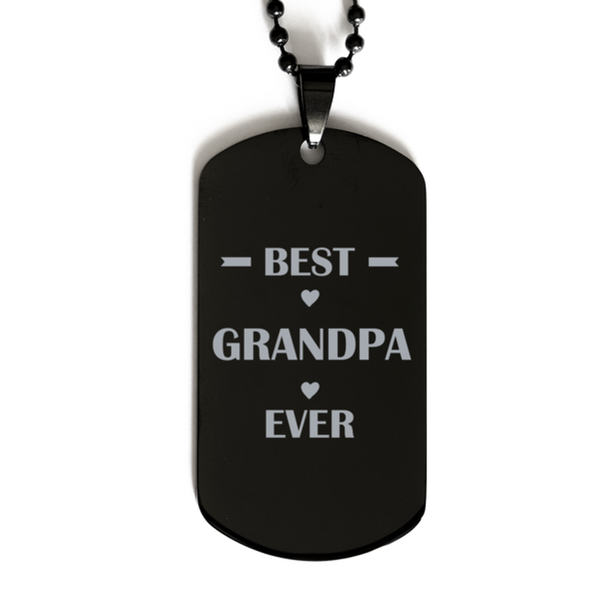 Best Grandpa Ever Grandpa Gifts, Funny Black Dog Tag For Grandpa, Birthday Family Presents Engraved Necklace For Men