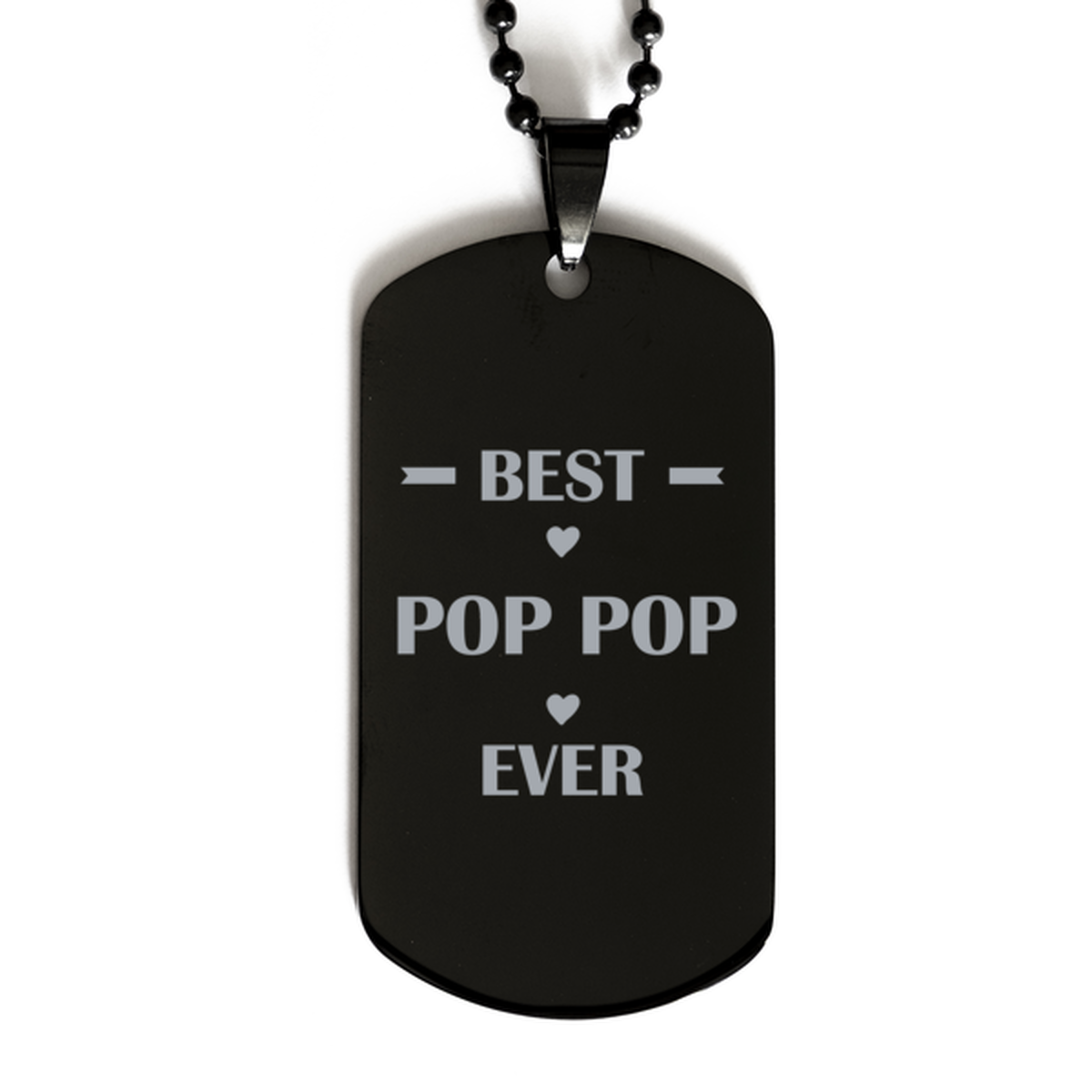 Best Pop Pop Ever Pop Pop Gifts, Funny Black Dog Tag For Pop Pop, Birthday Family Presents Engraved Necklace For Men