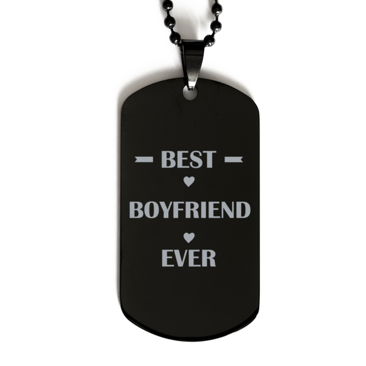 Best Boyfriend Ever Boyfriend Gifts, Funny Black Dog Tag For Boyfriend, Birthday Family Presents Engraved Necklace For Men
