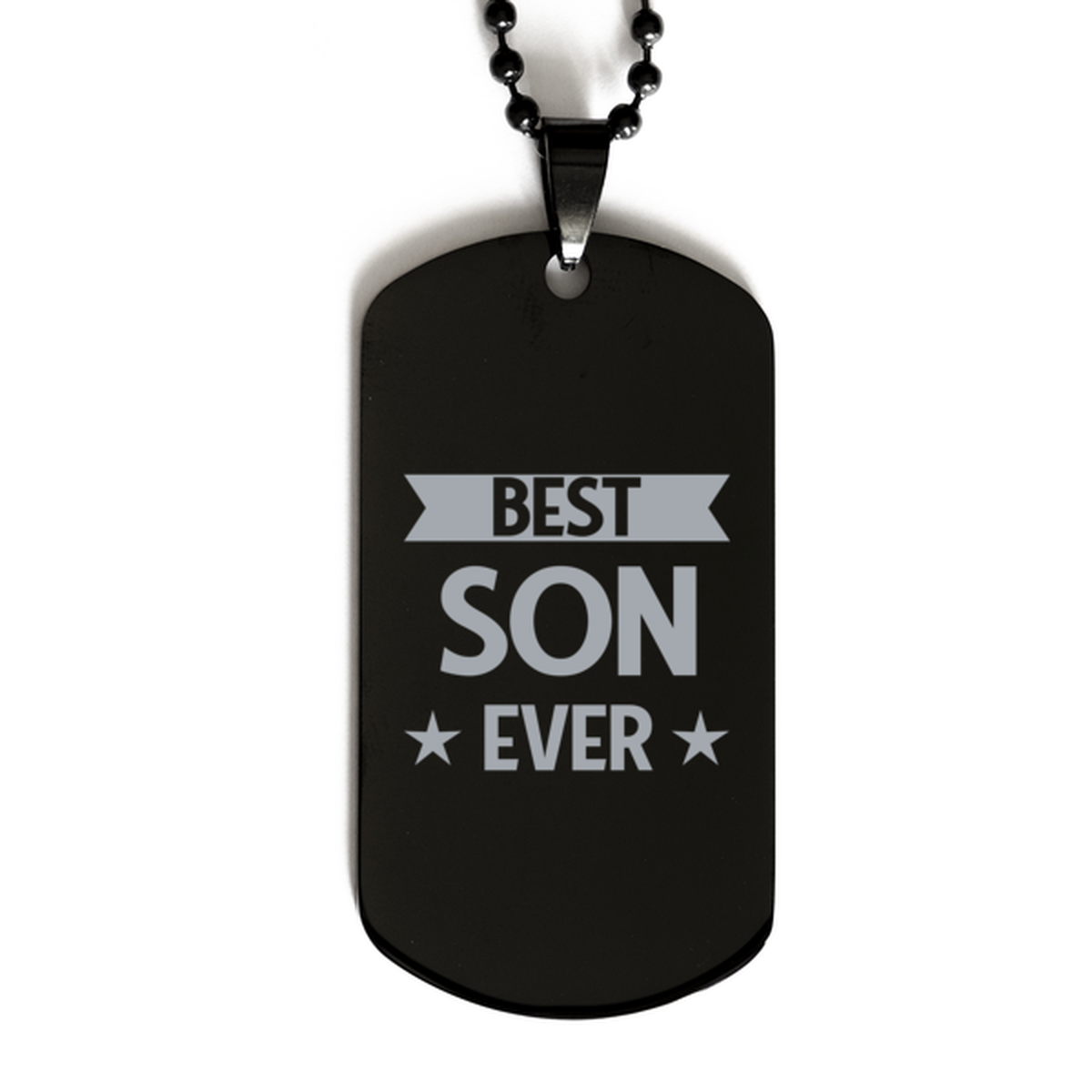 Best Son Ever Son Gifts, Funny Black Dog Tag For Son, Birthday Family Presents Engraved Necklace For Men