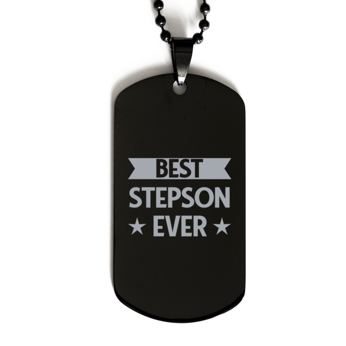 Best Stepson Ever Stepson Gifts, Funny Black Dog Tag For Stepson, Birthday Family Presents Engraved Necklace For Men