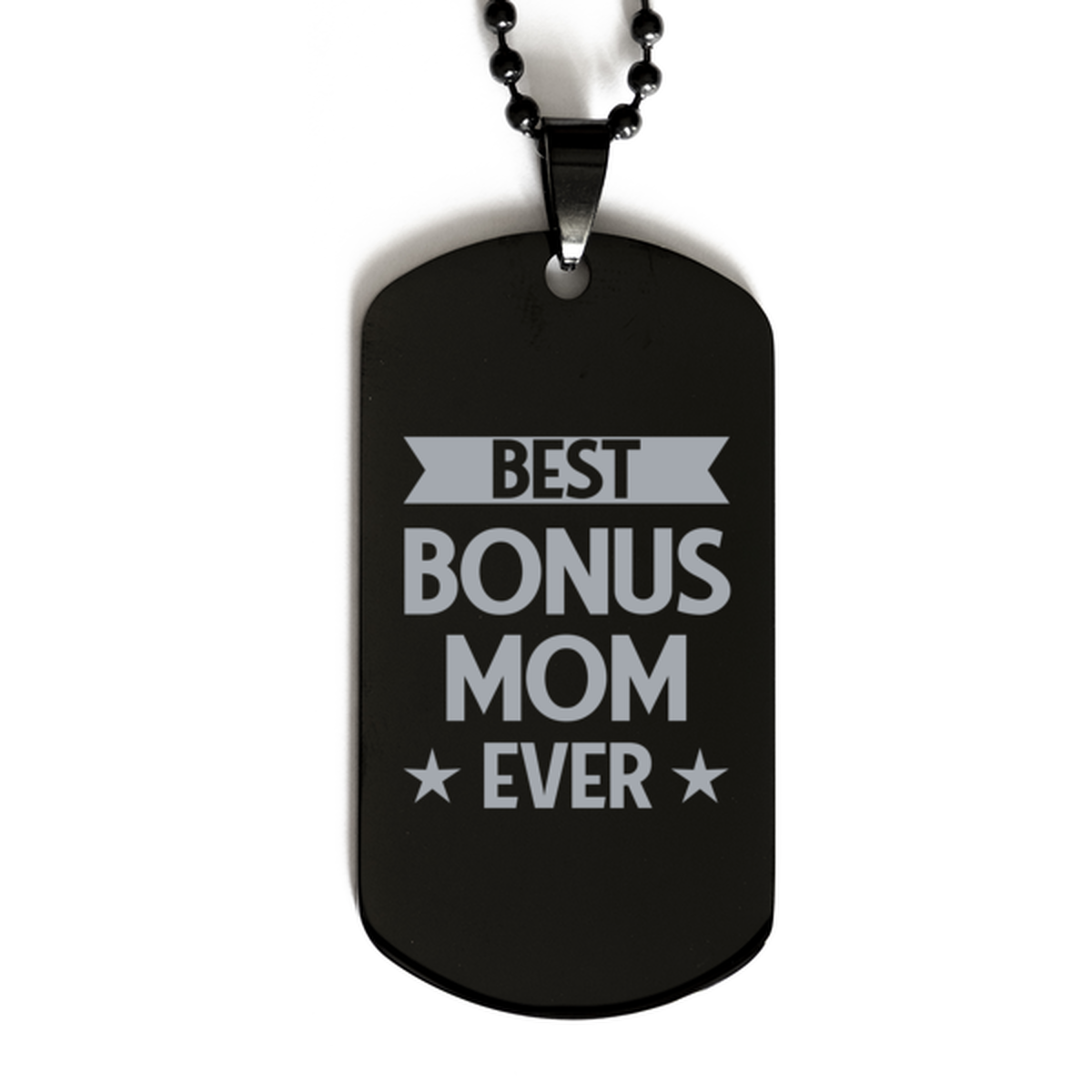 Best Bonus Mom Ever Bonus Mom Gifts, Funny Black Dog Tag For Bonus Mom, Birthday Family Presents Engraved Necklace For Women