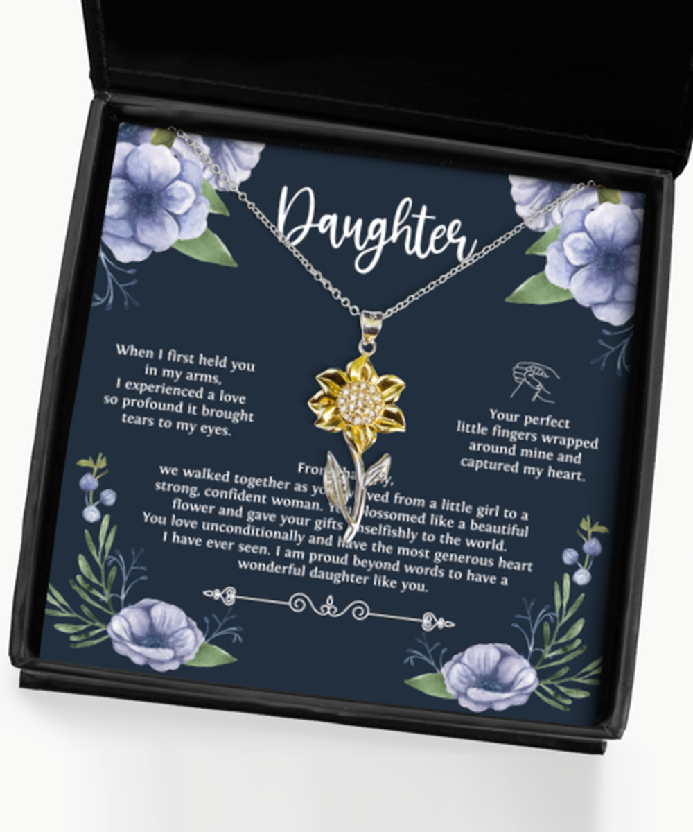 Daughter Necklace From Mom and Dad, When I First Held You, Sentimental Sunflower Pendant Jewelry For Women, Meaningful Birthday Necklace for Daughter