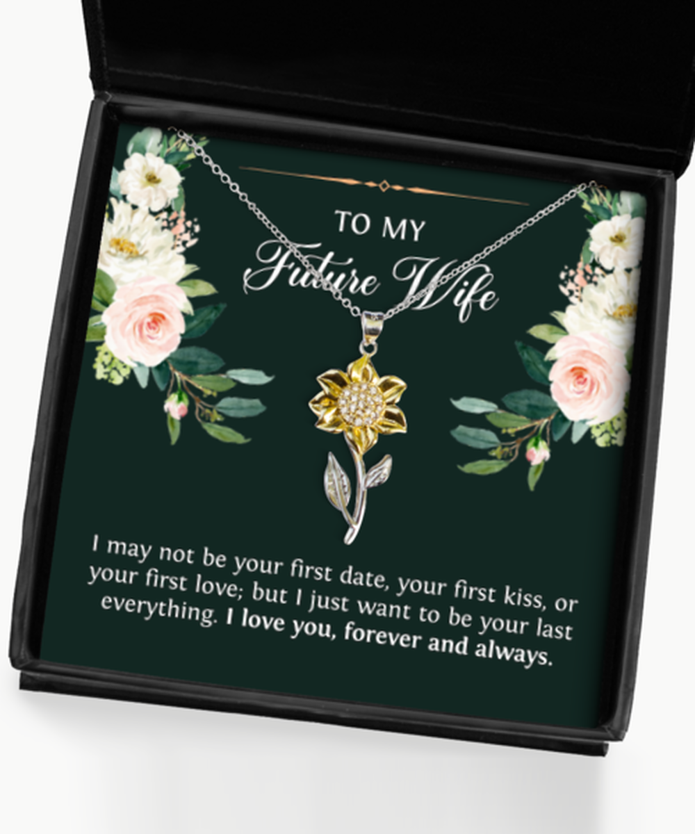 Wedding Bride Gifts from Groom, To My Future Wife, Sunflower Necklace, Engagement Jewelry For Wife