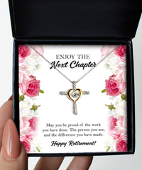 Load image into Gallery viewer, Retirement Gifts, Happy Retirement, Happy Retirement Cross Dancing Necklace For Women, Retirement Party Favor From Friends Coworkers
