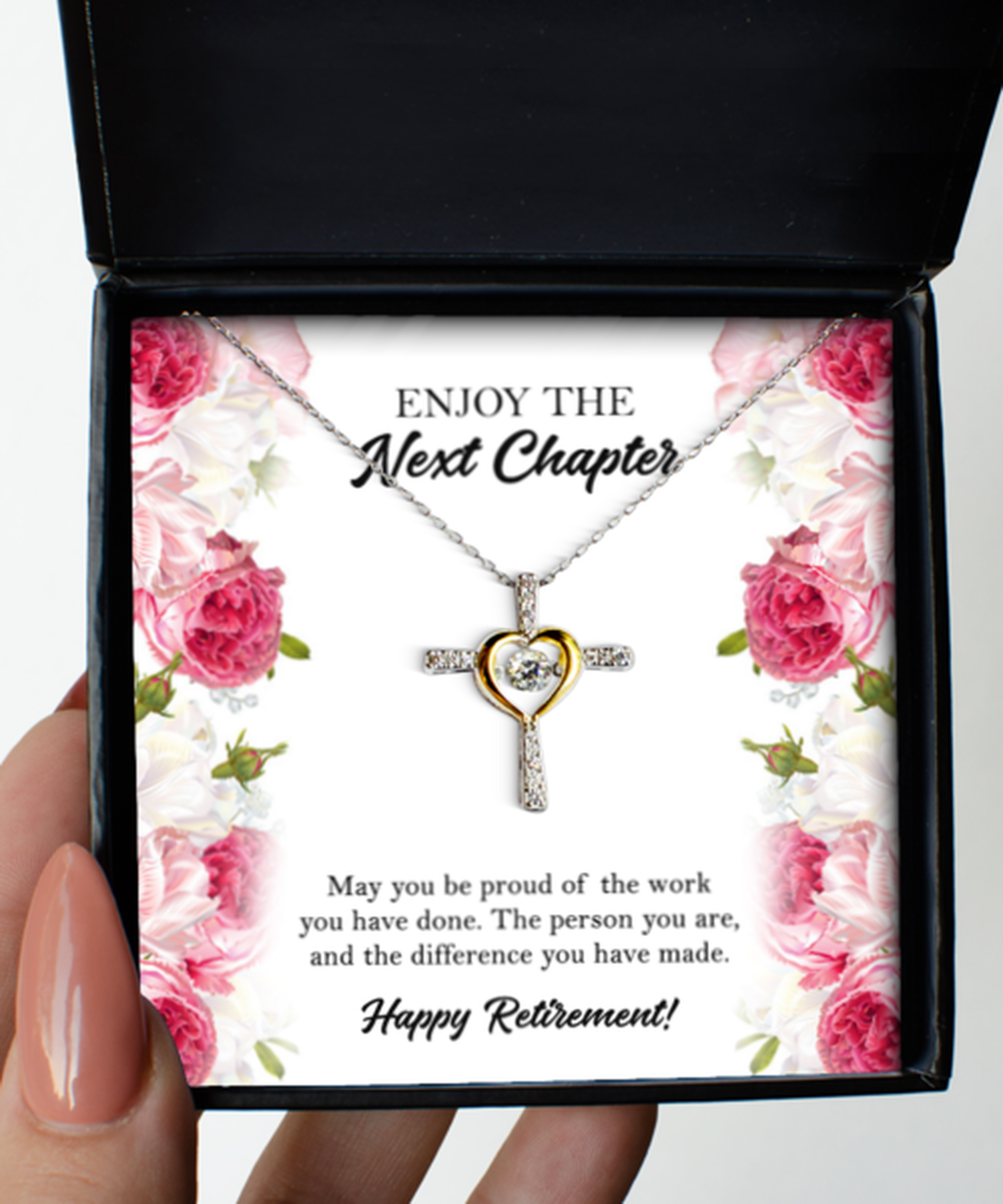 Retirement Gifts, Happy Retirement, Happy Retirement Cross Dancing Necklace For Women, Retirement Party Favor From Friends Coworkers