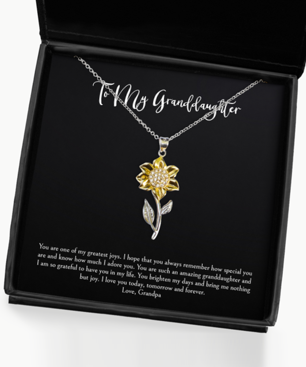 To My Granddaughter Gifts, You Brighten My Days, Sunflower Pendant Necklace For Women, Birthday Jewelry Gifts From Grandpa