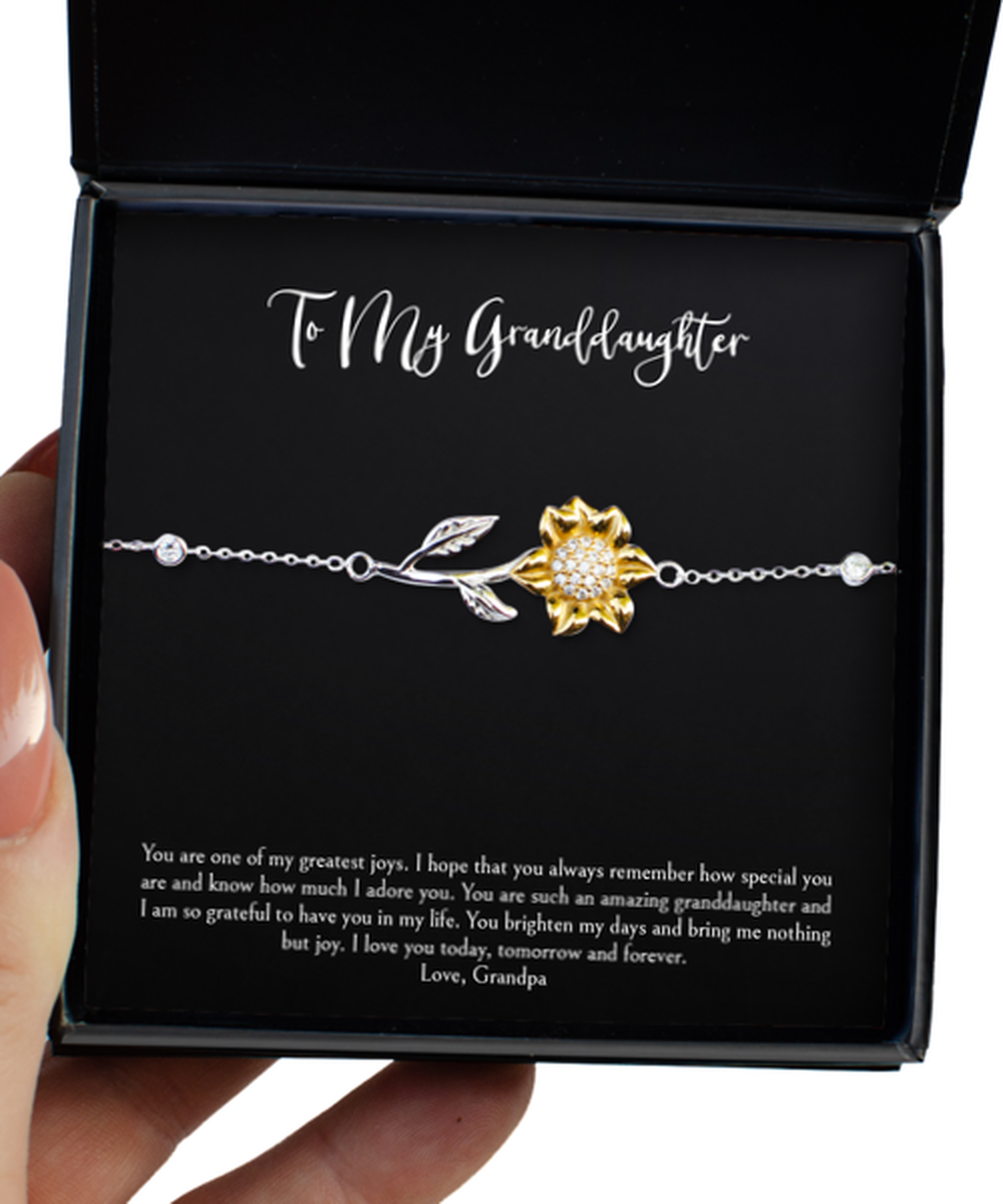 To My Granddaughter Gifts, You Brighten My Days, Sunflower Bracelet For Women, Birthday Jewelry Gifts From Grandpa