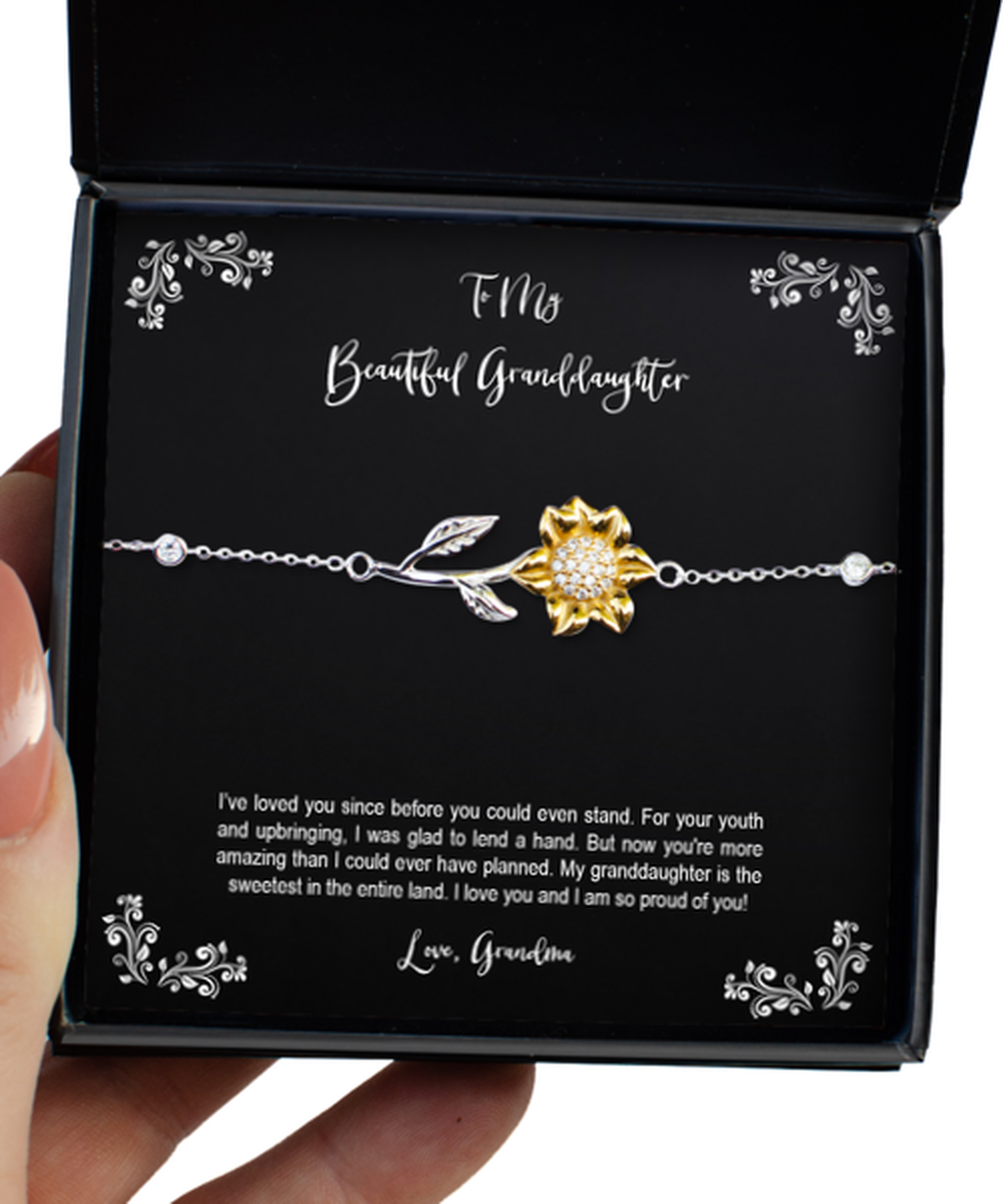 To My Granddaughter Gifts, I Am So Proud Of You, Sunflower Bracelet For Women, Birthday Jewelry Gifts From Grandma